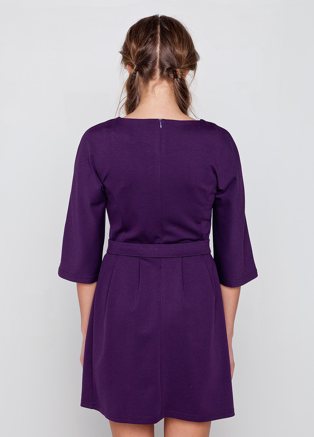Фиолетовое кэжуал платье с длинным рукавом GrandUA однотонное