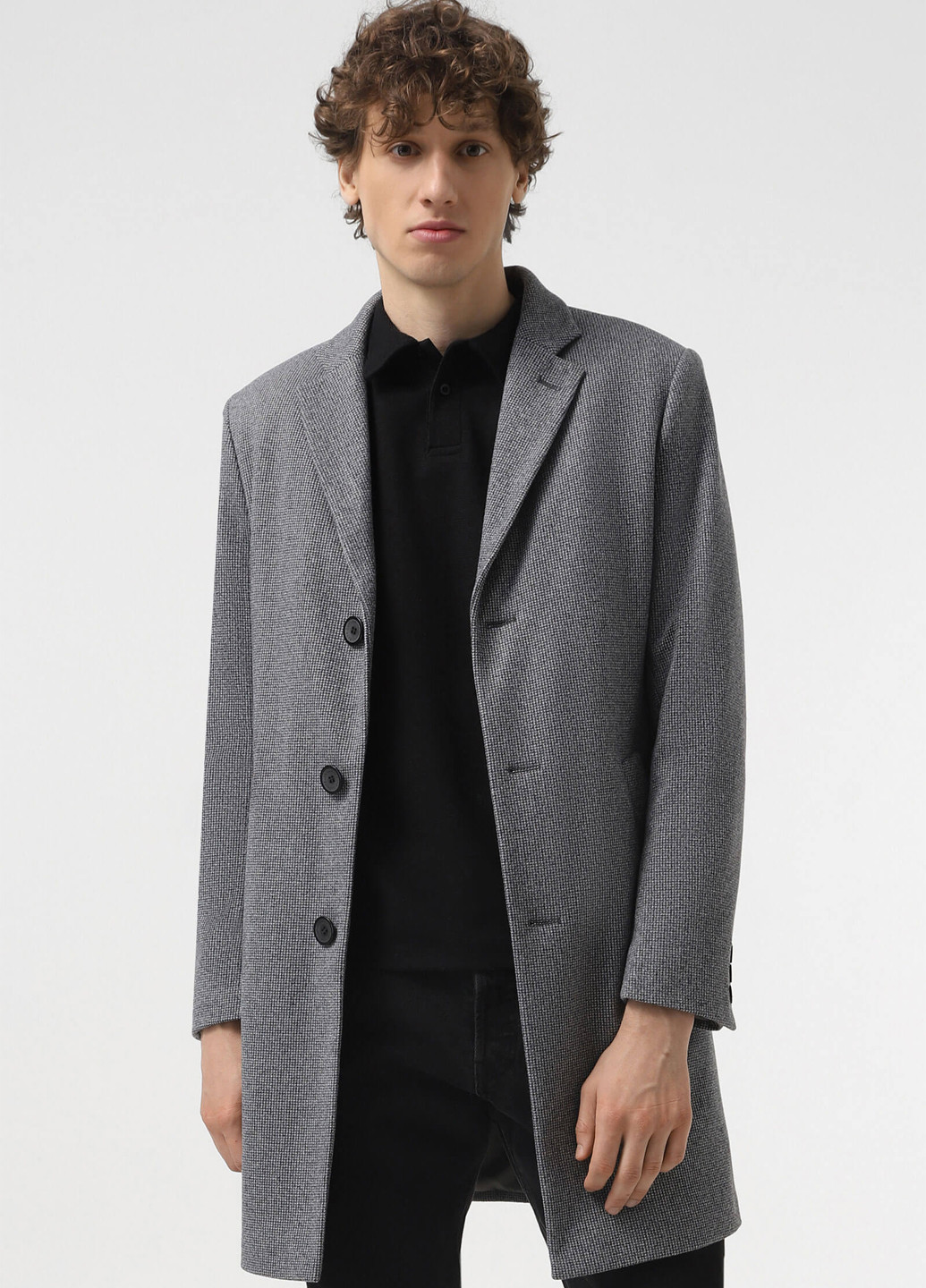 Серое демисезонное Пальто однобортное Sun's House