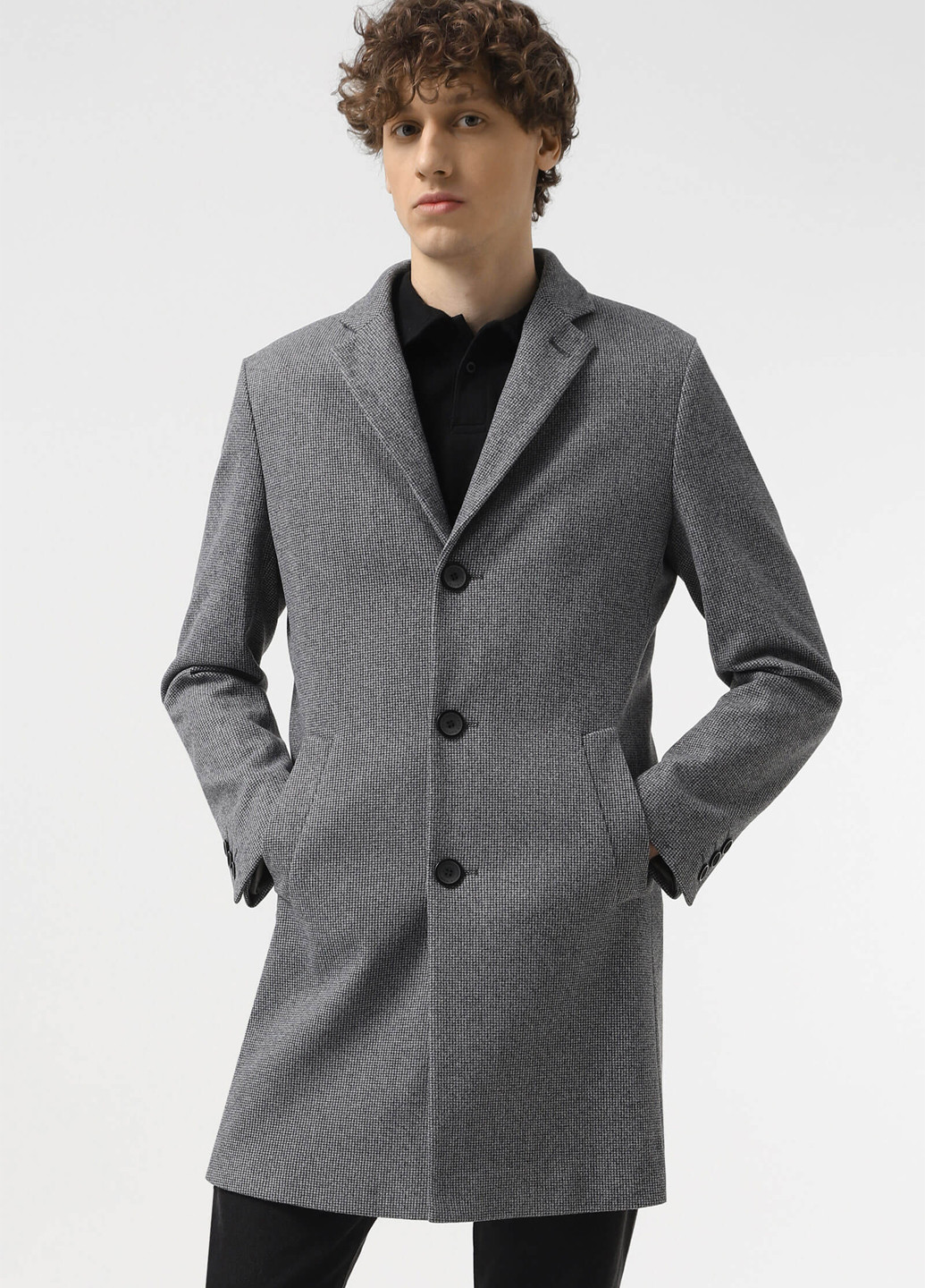 Серое демисезонное Пальто однобортное Sun's House