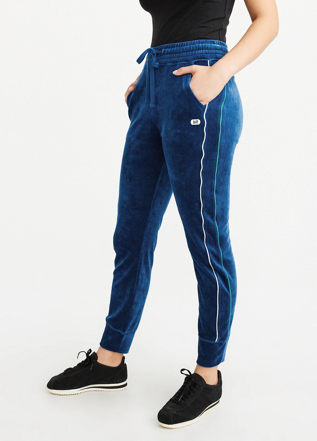 Синие спортивные демисезонные зауженные брюки Abercrombie & Fitch