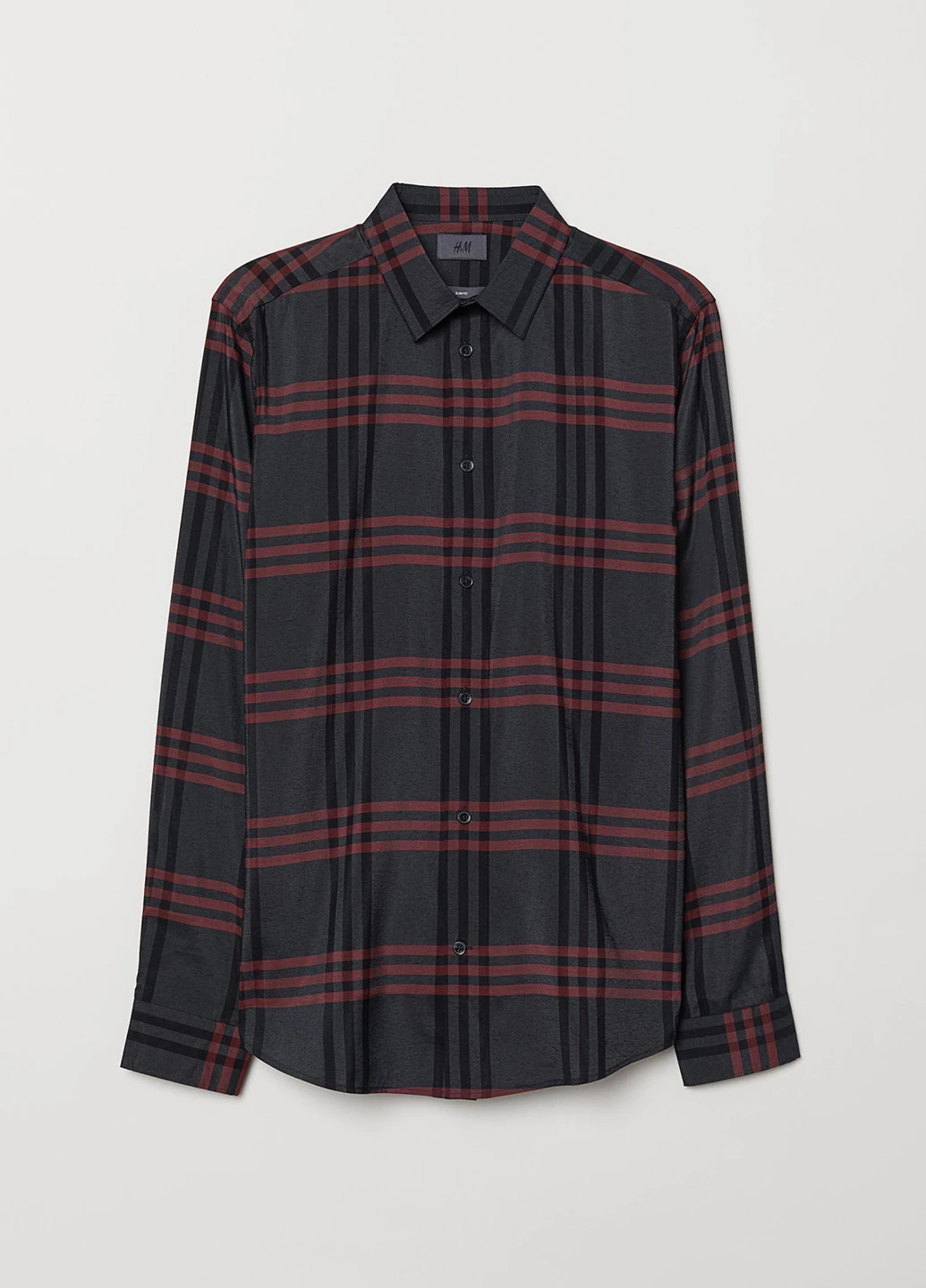 Черная кэжуал рубашка в клетку H&M