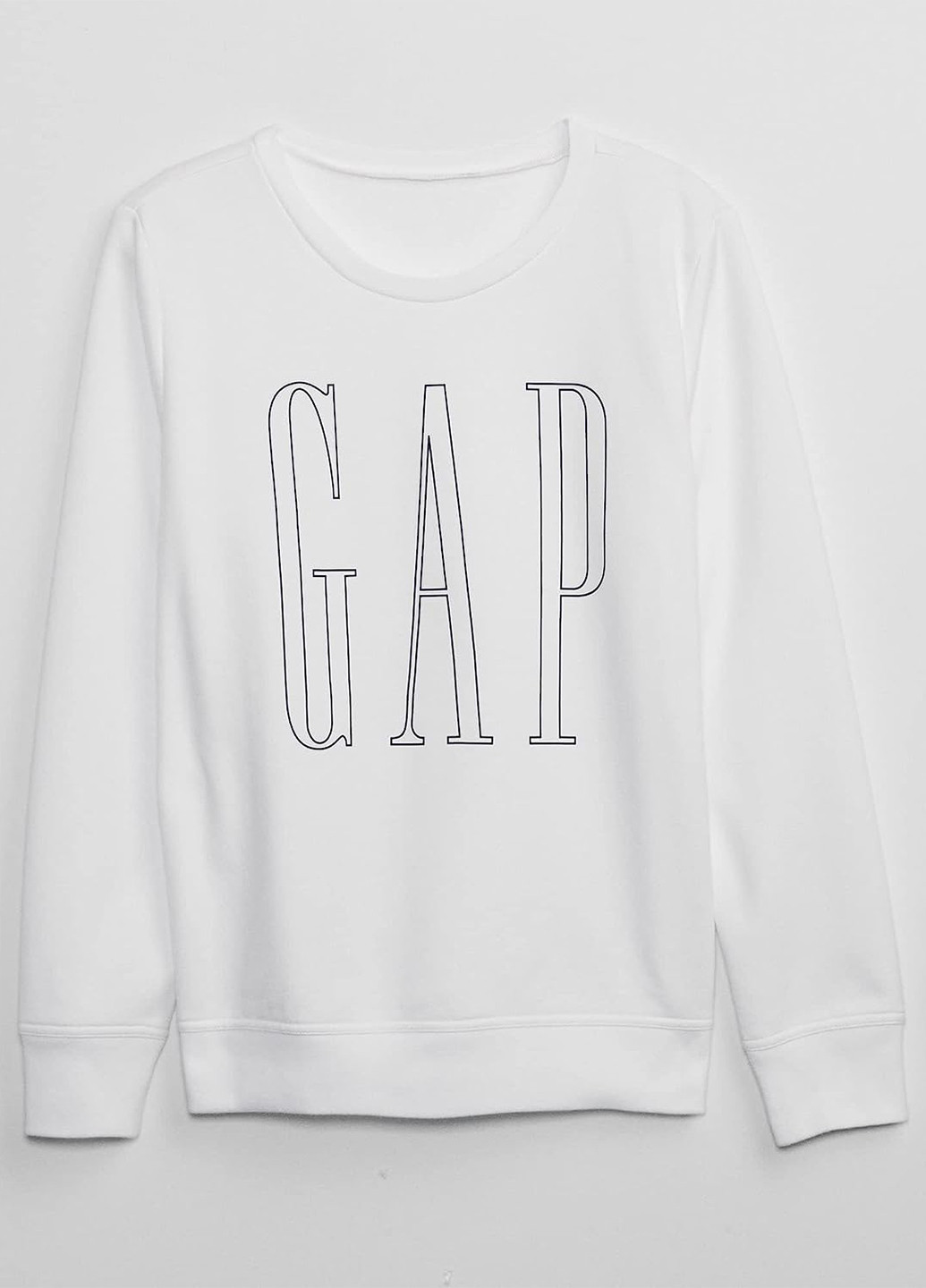 Свитшот Gap - Прямой крой логотип белый кэжуал хлопок, трикотаж - (260413547)