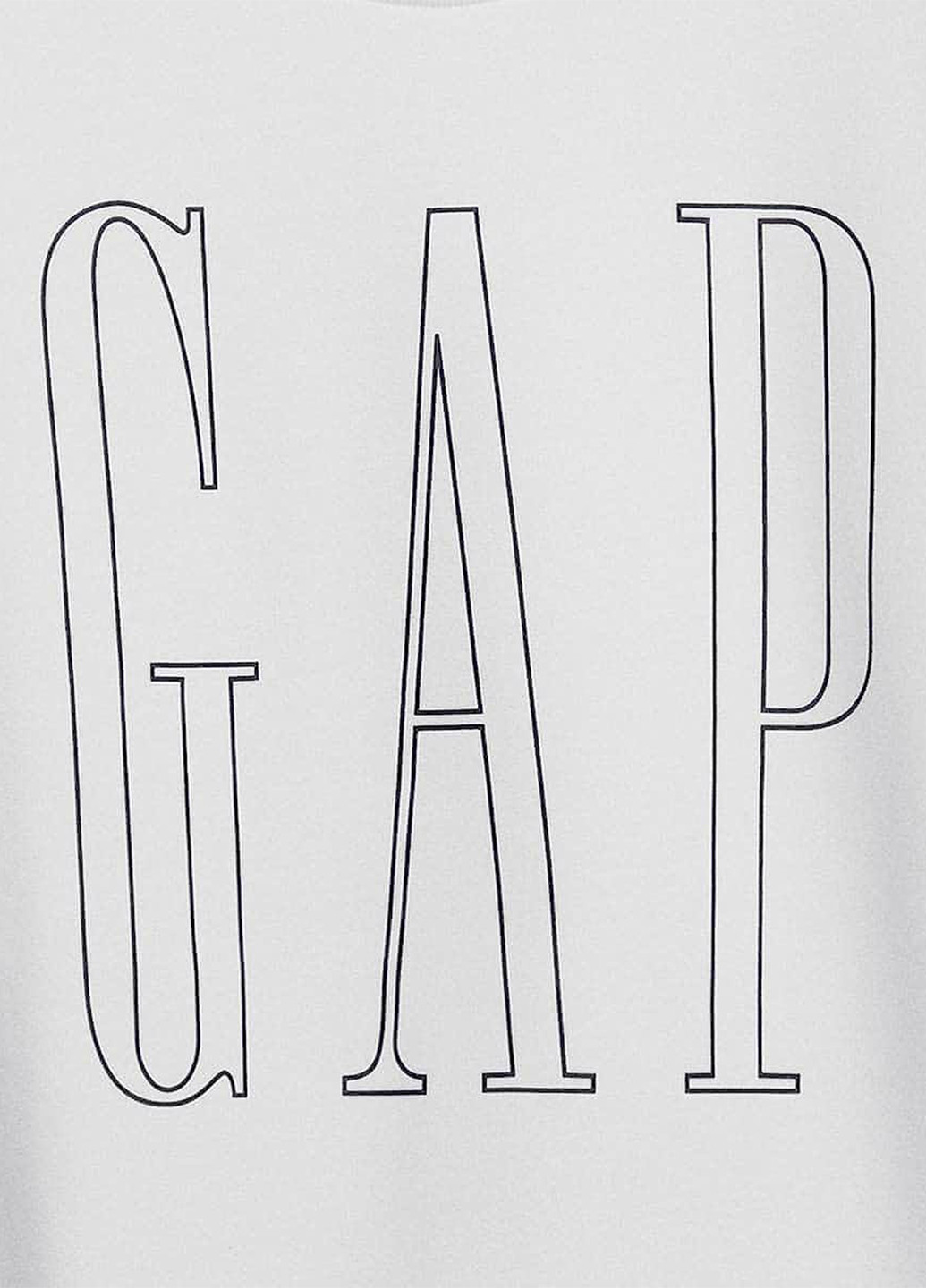 Світшот Gap - Прямий крій логотип білий кежуал бавовна, трикотаж - (260413547)