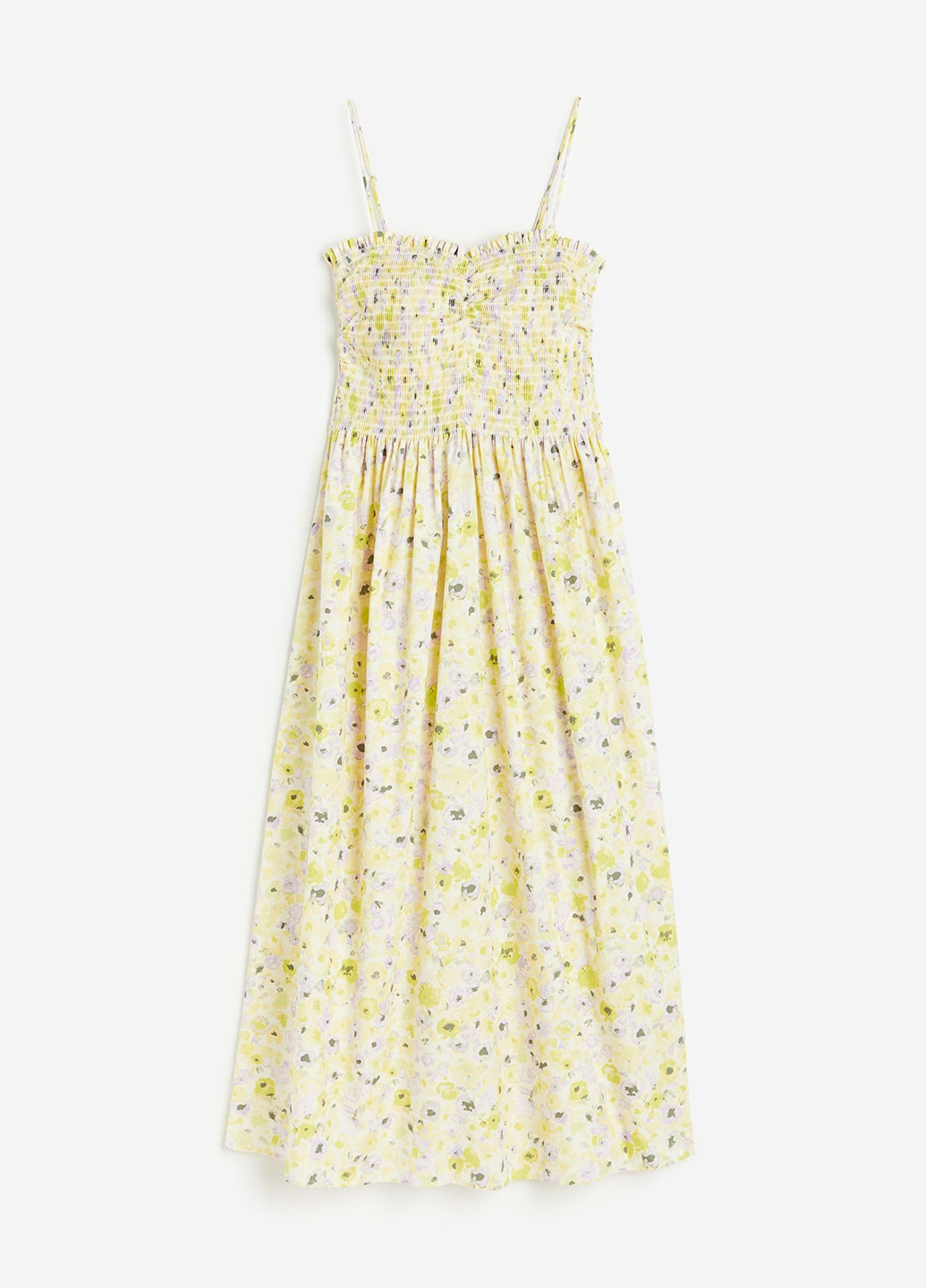 Светло-желтое кэжуал платье с открытыми плечами H&M с цветочным принтом