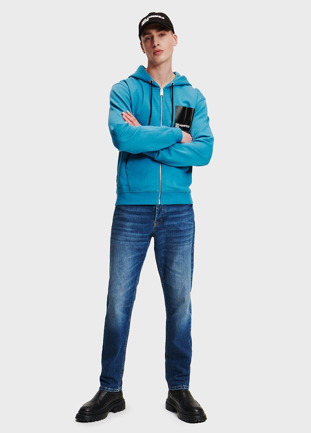 Темно-синие демисезонные зауженные джинсы Karl Lagerfeld Jeans