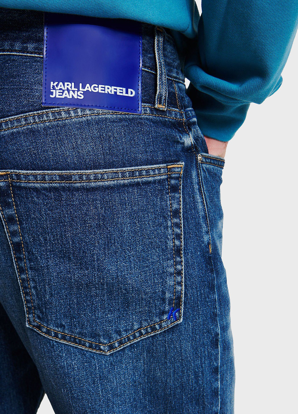 Темно-синие демисезонные зауженные джинсы Karl Lagerfeld Jeans