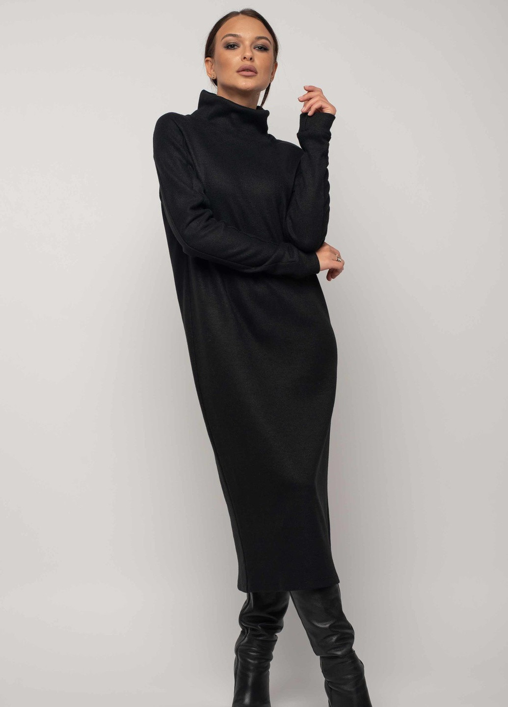 Черное кэжуал платье эрин пл 0819 черный Ри Мари однотонное