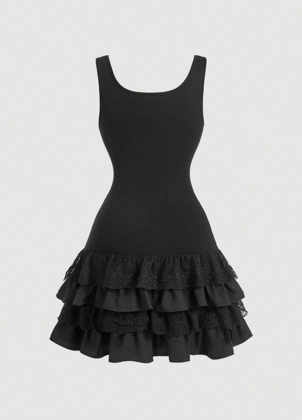 Черное кэжуал платье платье-майка SHEIN однотонное