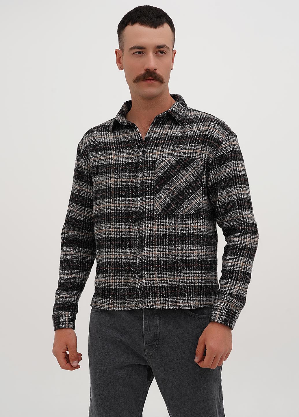Черная кэжуал рубашка в клетку Boohoo