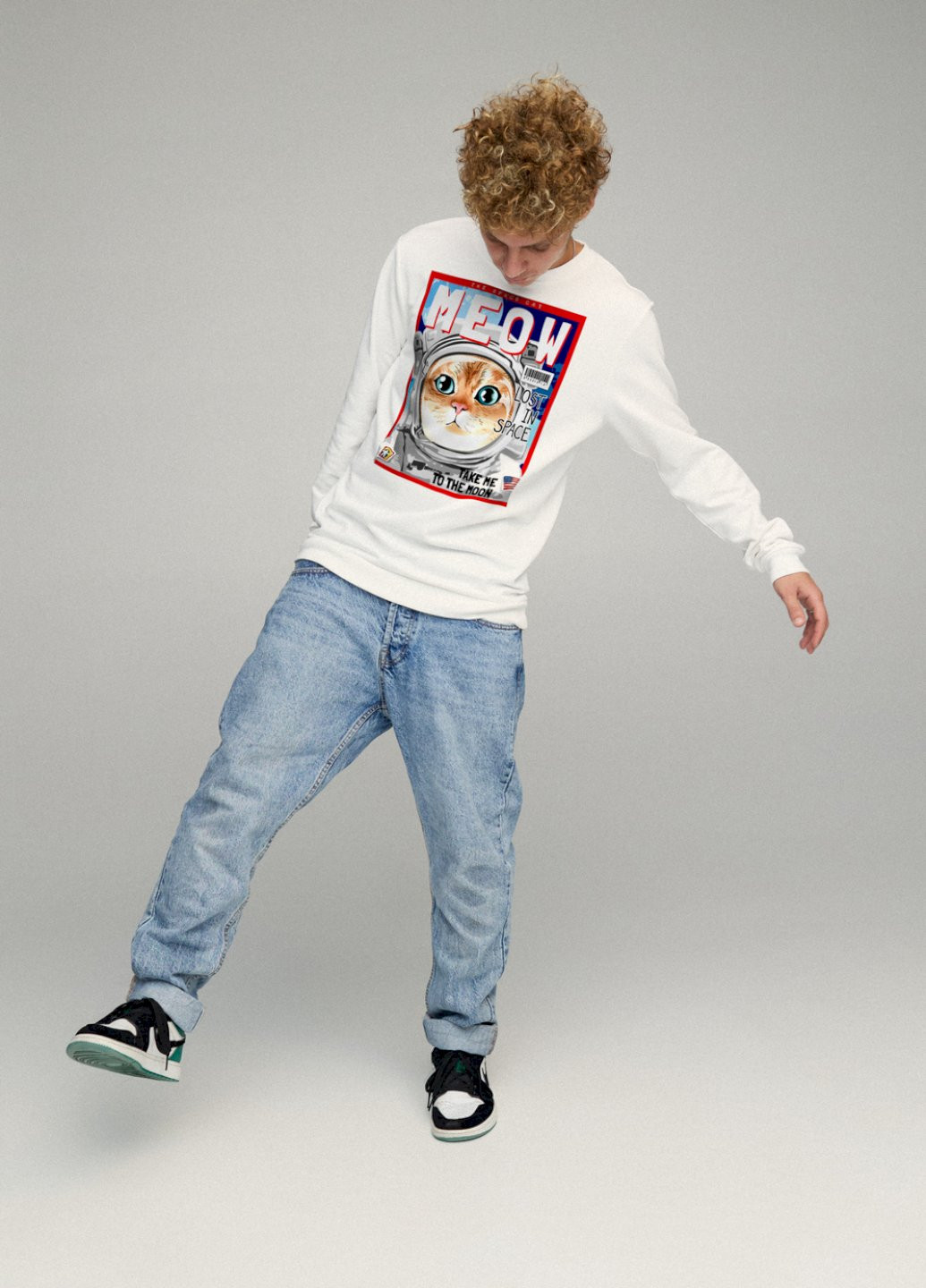 Белый свитшот мужской basic /no flis/ YAPPI рисунок (251791397)