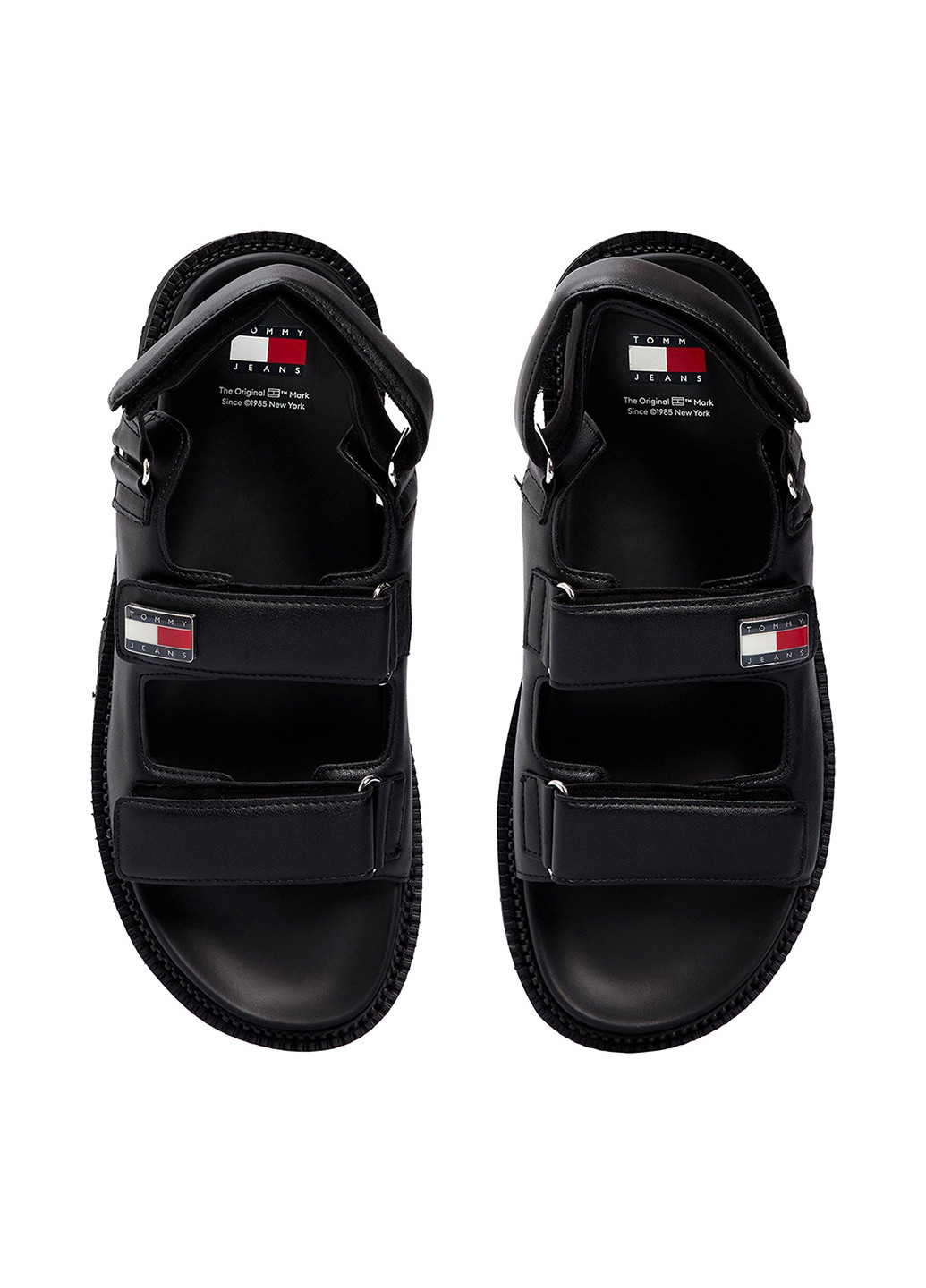 Черные босоножки Tommy Jeans на липучке с логотипом