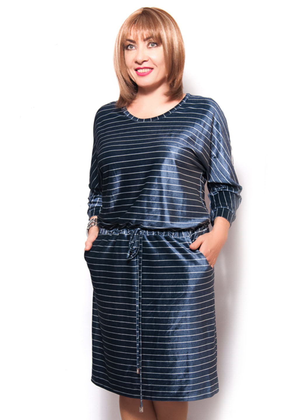 Темно-синее кэжуал платье LibeAmore в полоску