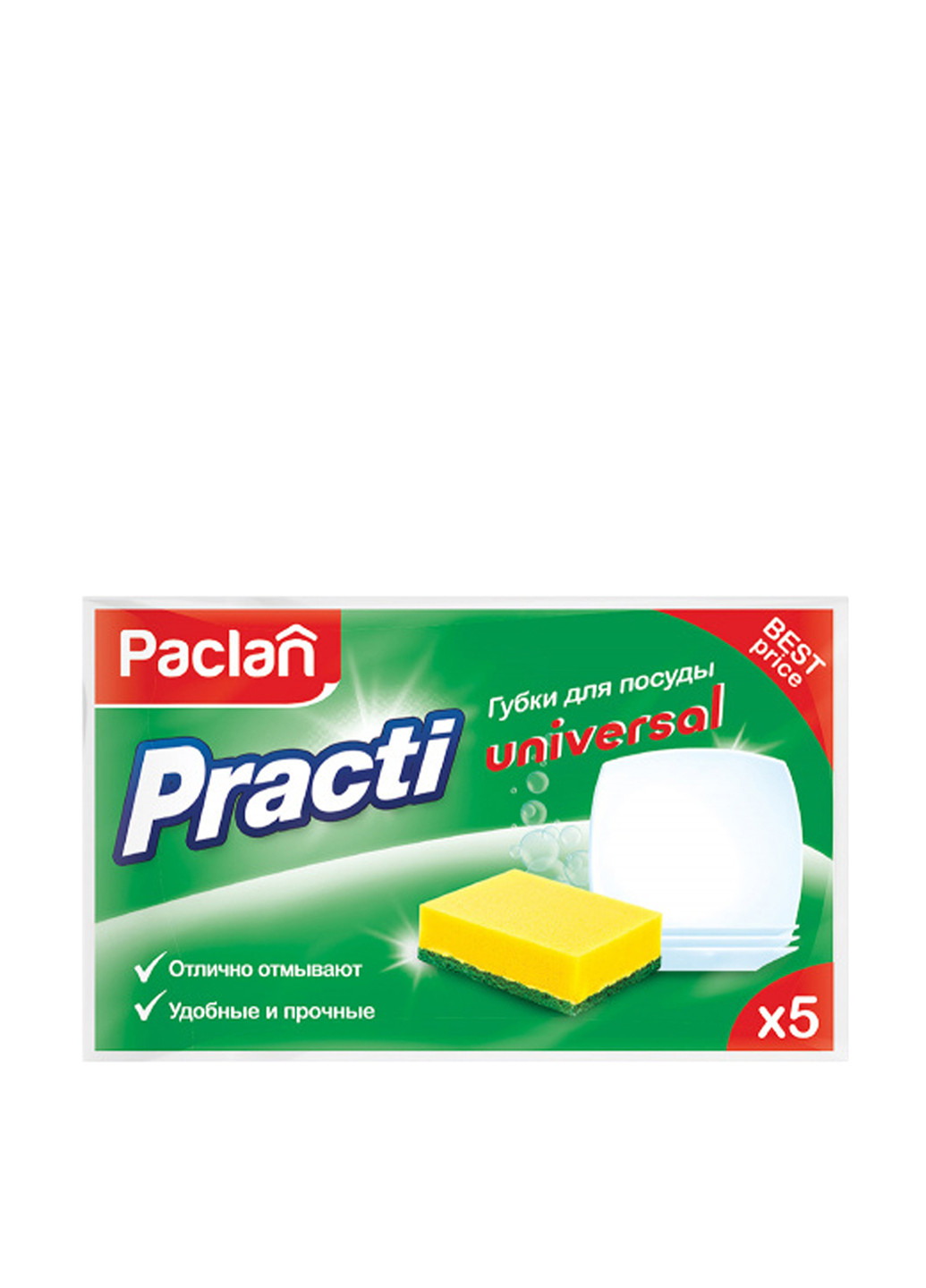 Губка для мытья посуды Practi Universal, 5 шт Paclan (89734013)