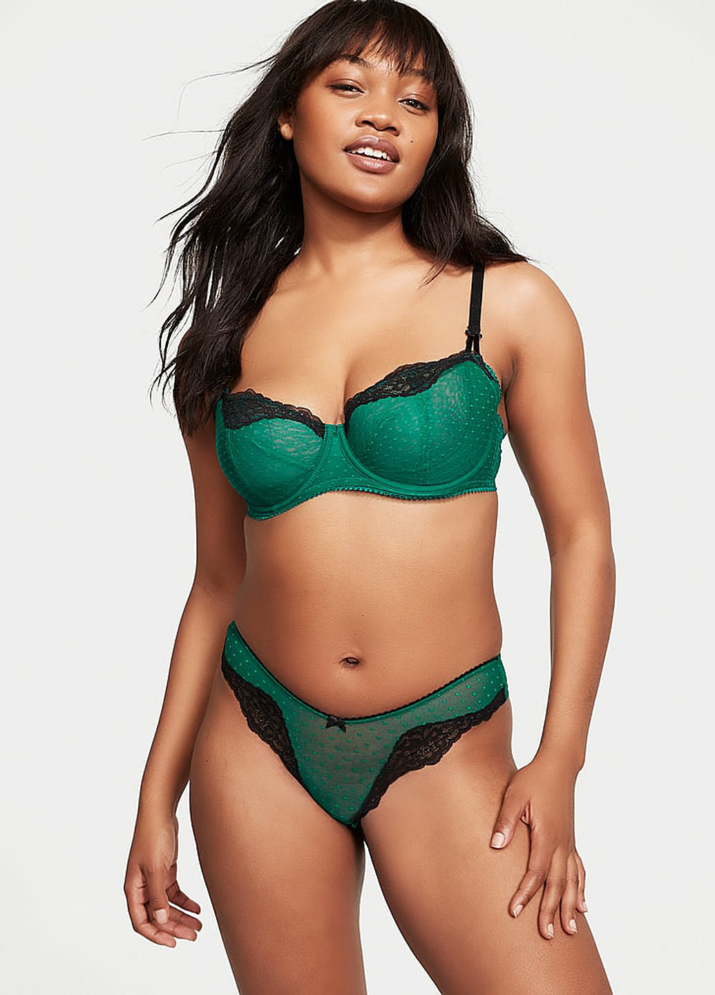 Зеленый демисезонный комплект (бюстгальтер, тусики) Victoria's Secret