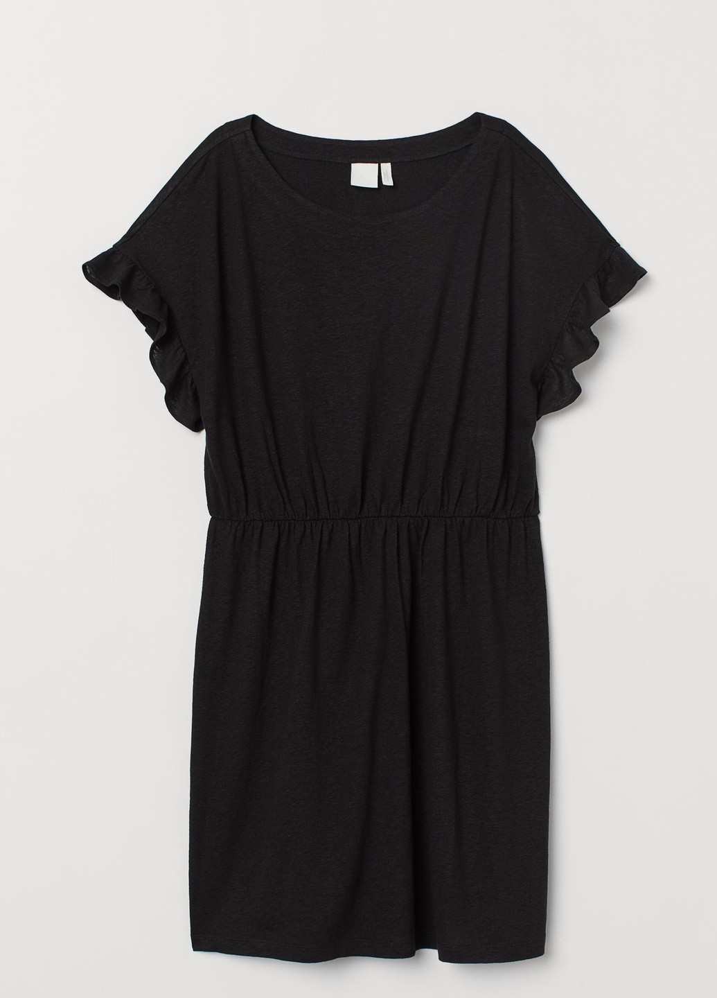 Черное кэжуал платье льняное H&M меланжевое