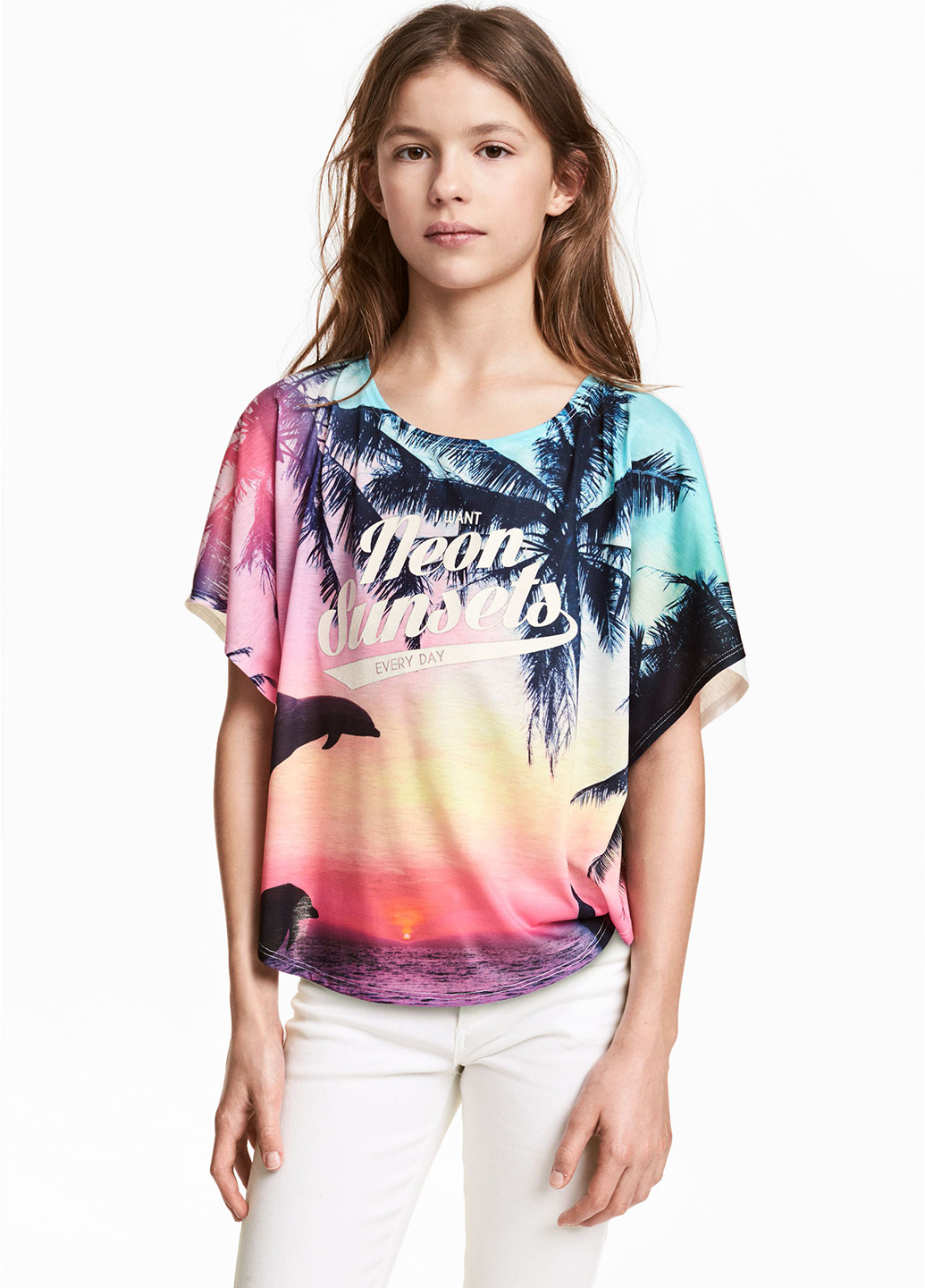 Комбинированная летняя футболка H&M