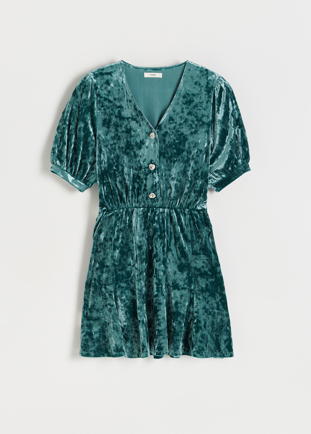 Серо-зеленое кэжуал платье клеш Reserved однотонное