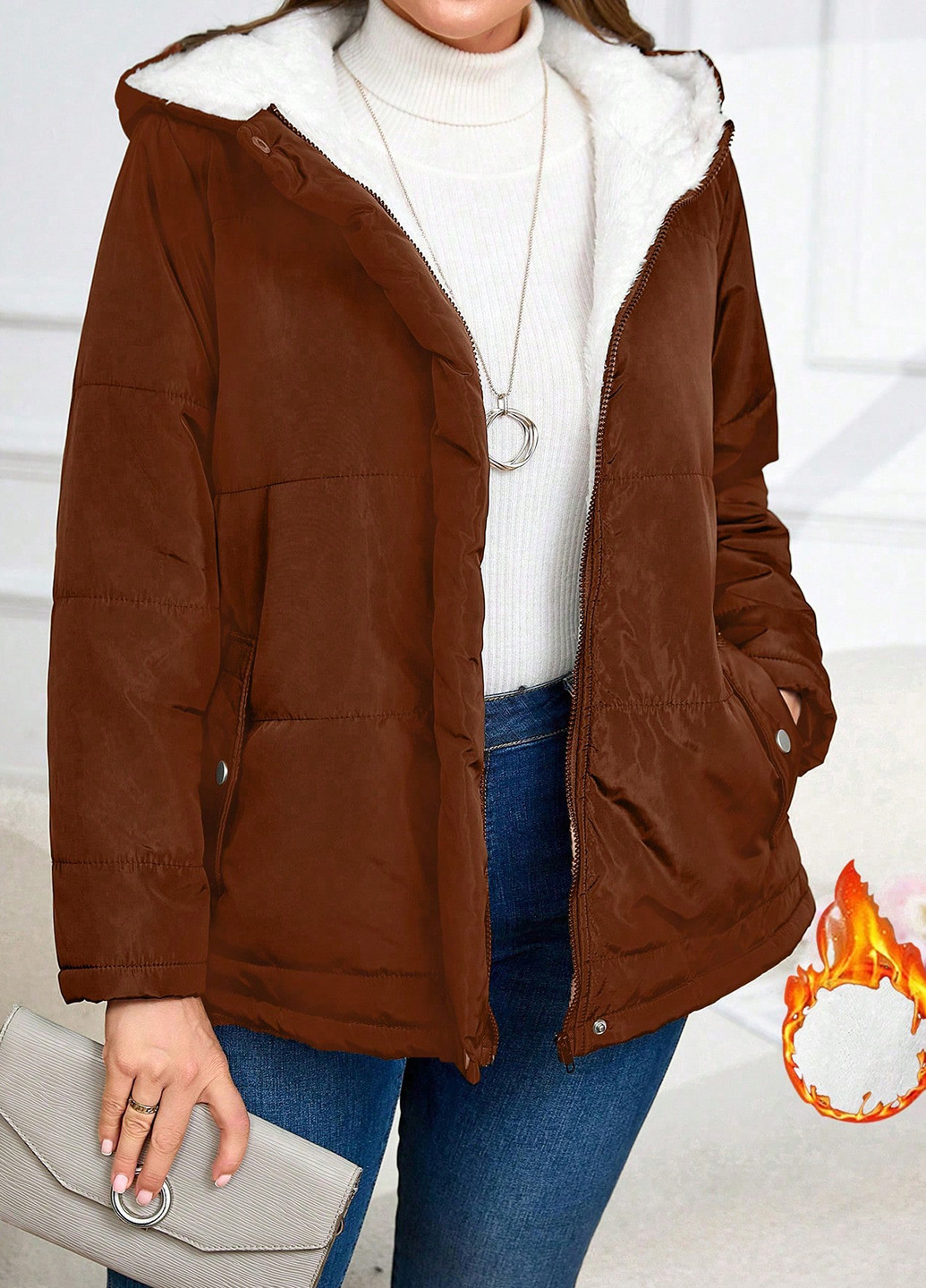 Коричнева зимня куртка SHEIN