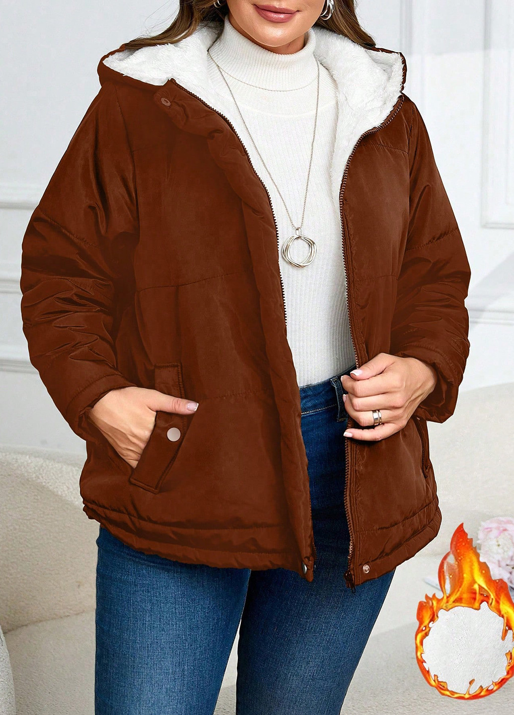Коричнева зимня куртка SHEIN