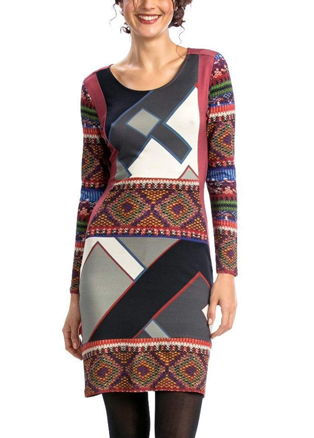 Бордовое кэжуал платье Desigual с абстрактным узором
