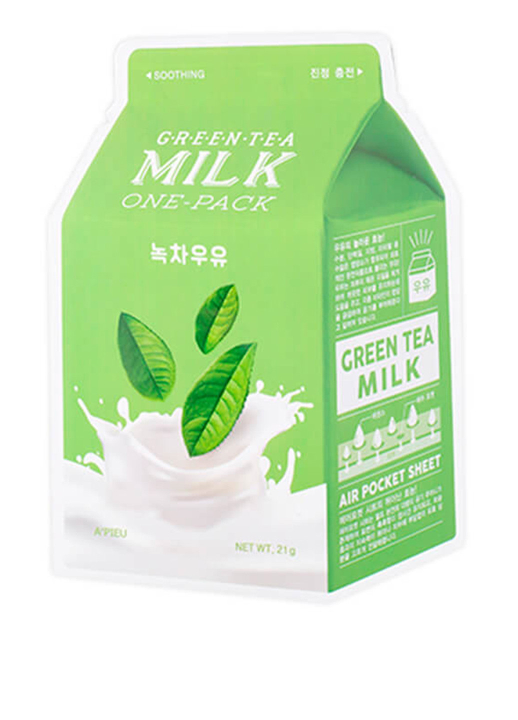 Маска тканевая успокаивающая с молочными протеинами и экстрактом зеленого чая, 21 г A'pieu (81045007)