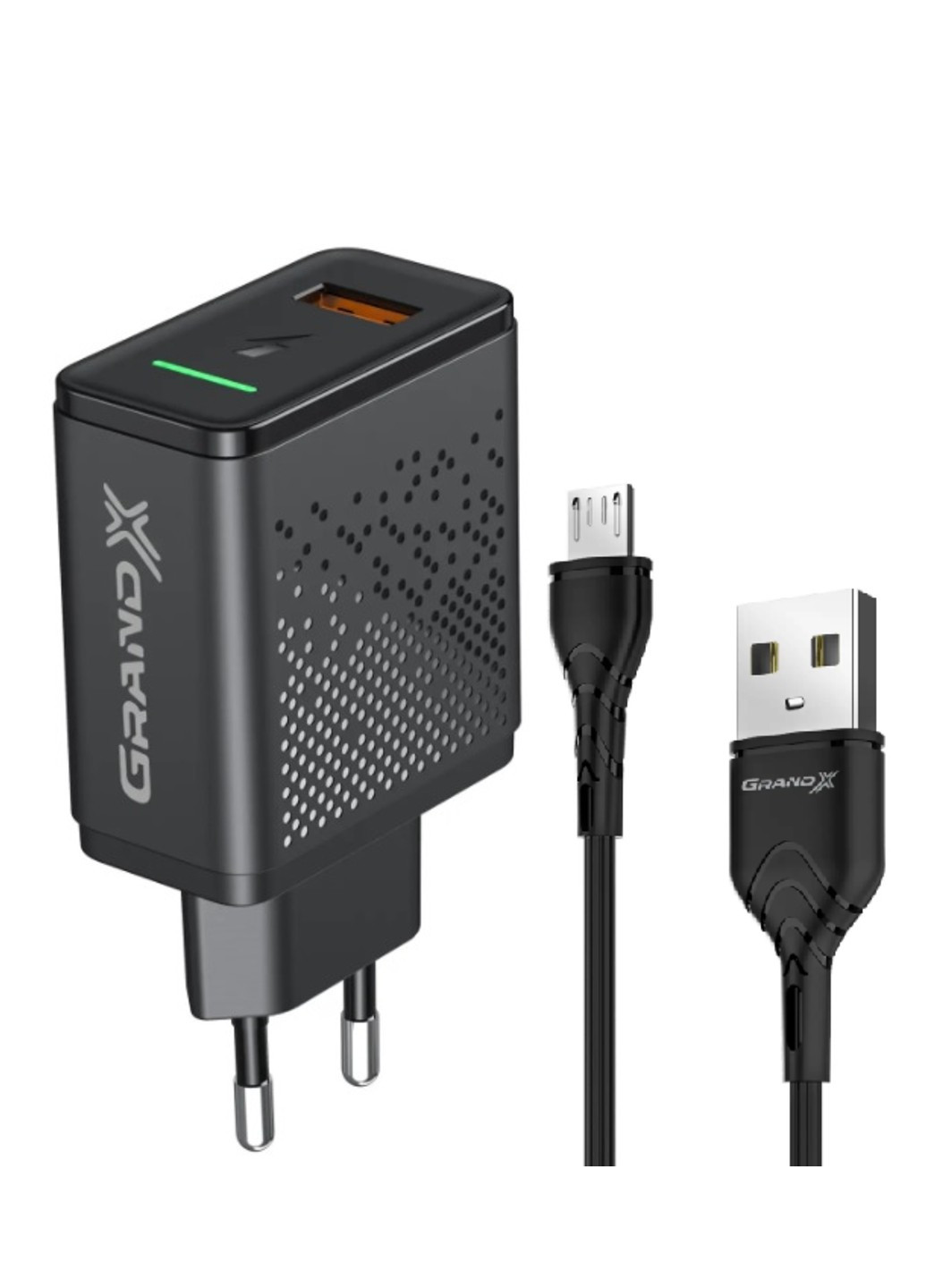 Зарядное устройство Fast Charge 3-в-1 QC3.0, FCP, AFC, 18W +кабель USB-microUSB CH-650M Grand-X (253878113)
