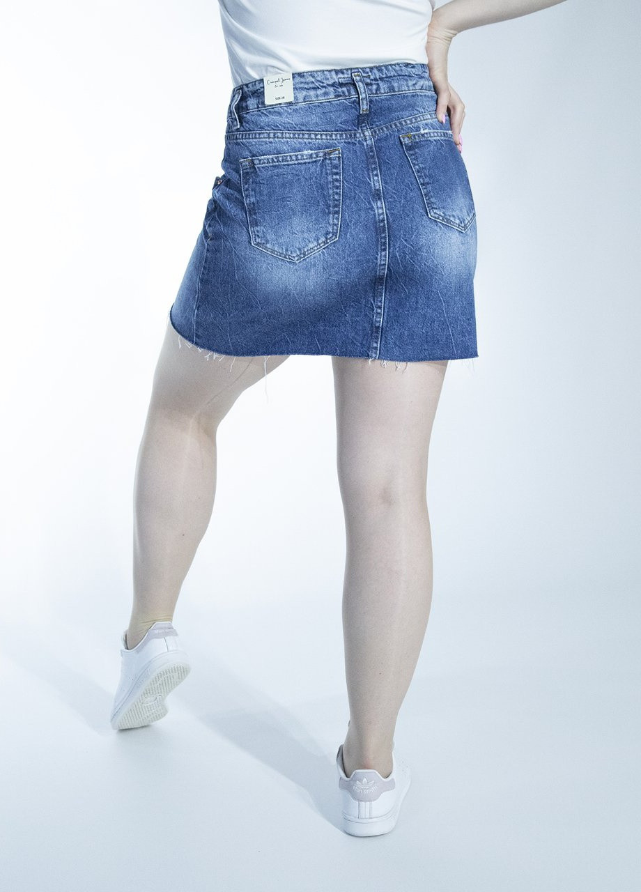 Синяя джинсовая однотонная юбка Cracpot