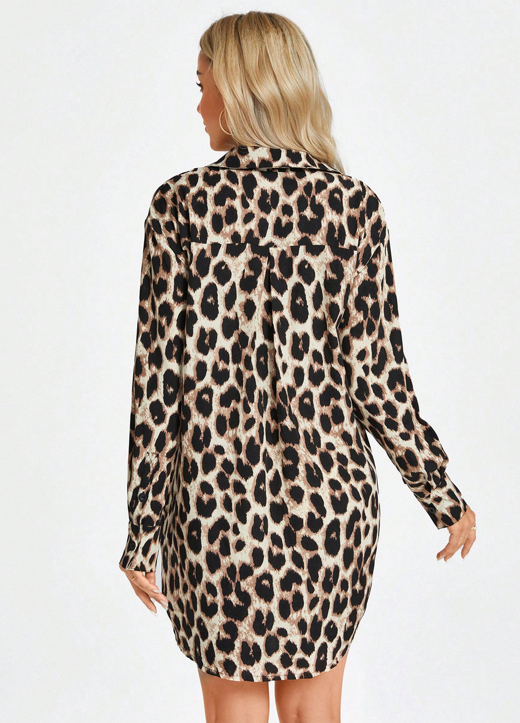 Бежева кежуал сукня сукня-сорочка SHEIN леопардовий
