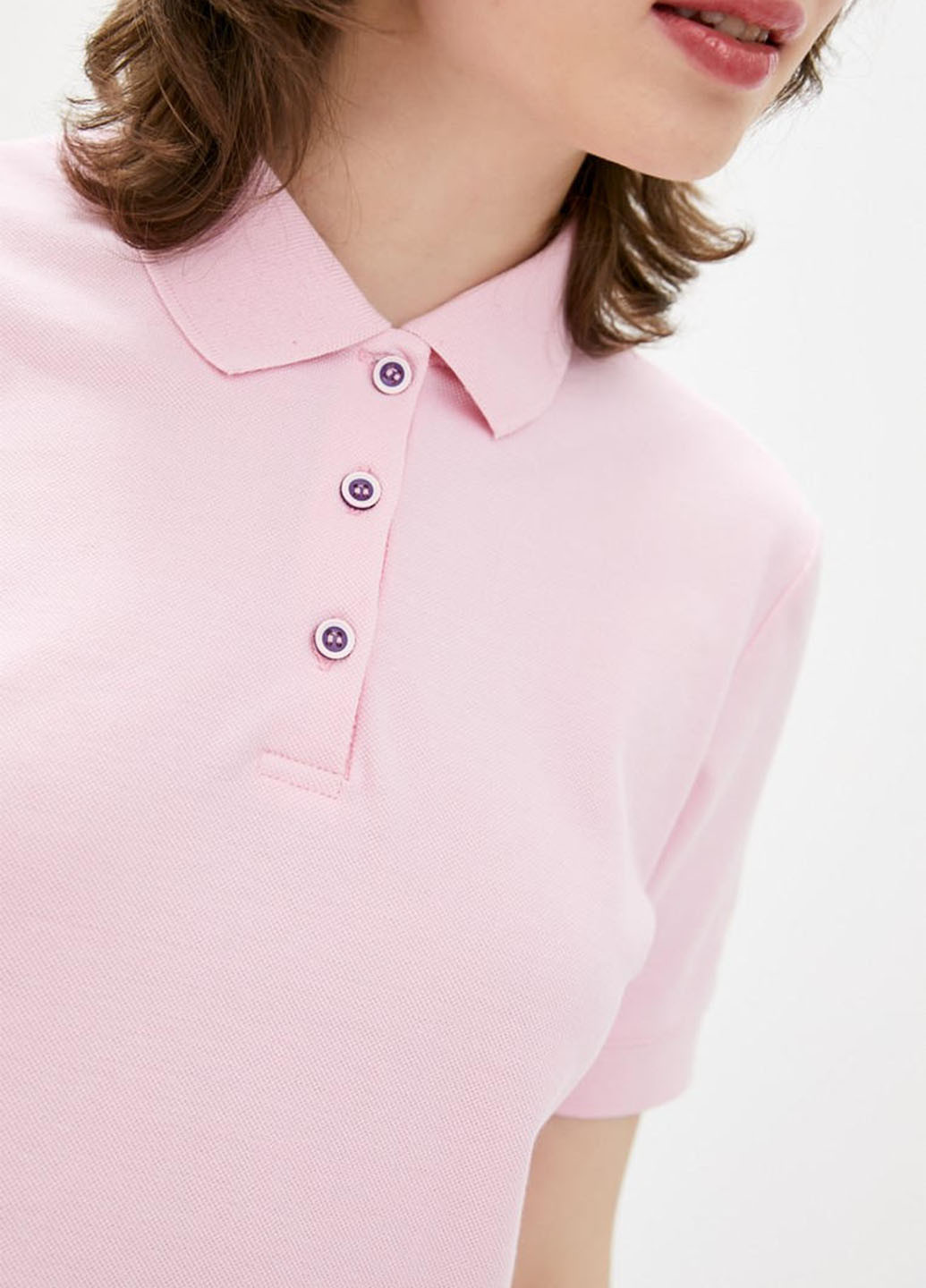 Розовая женская футболка-поло Promin однотонная