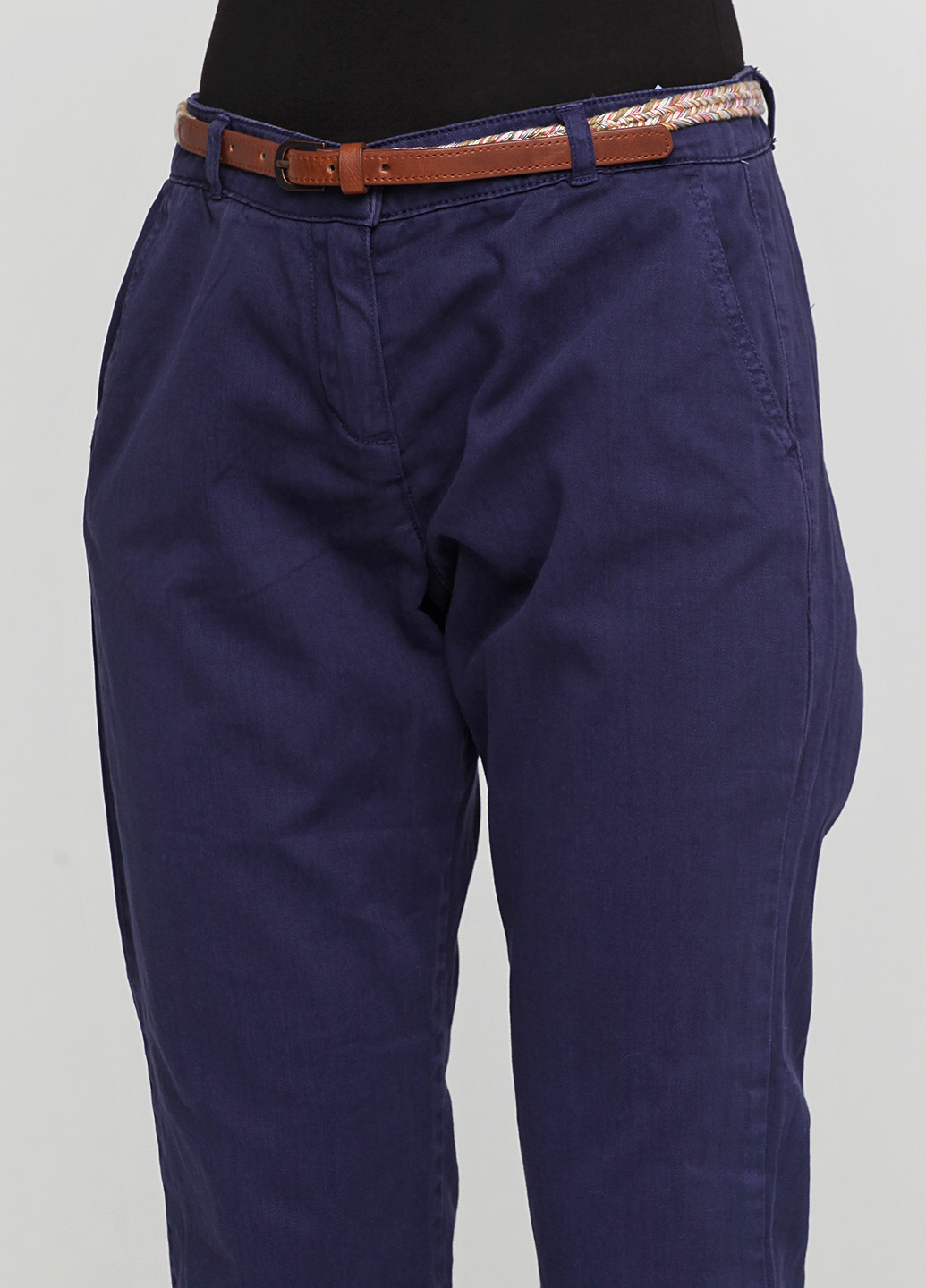 Темно-синие кэжуал демисезонные зауженные брюки Etam