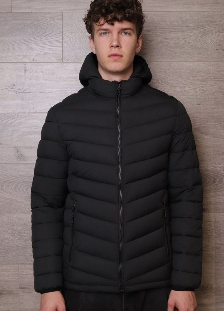 Черная зимняя куртка еврозима KFGL M6516