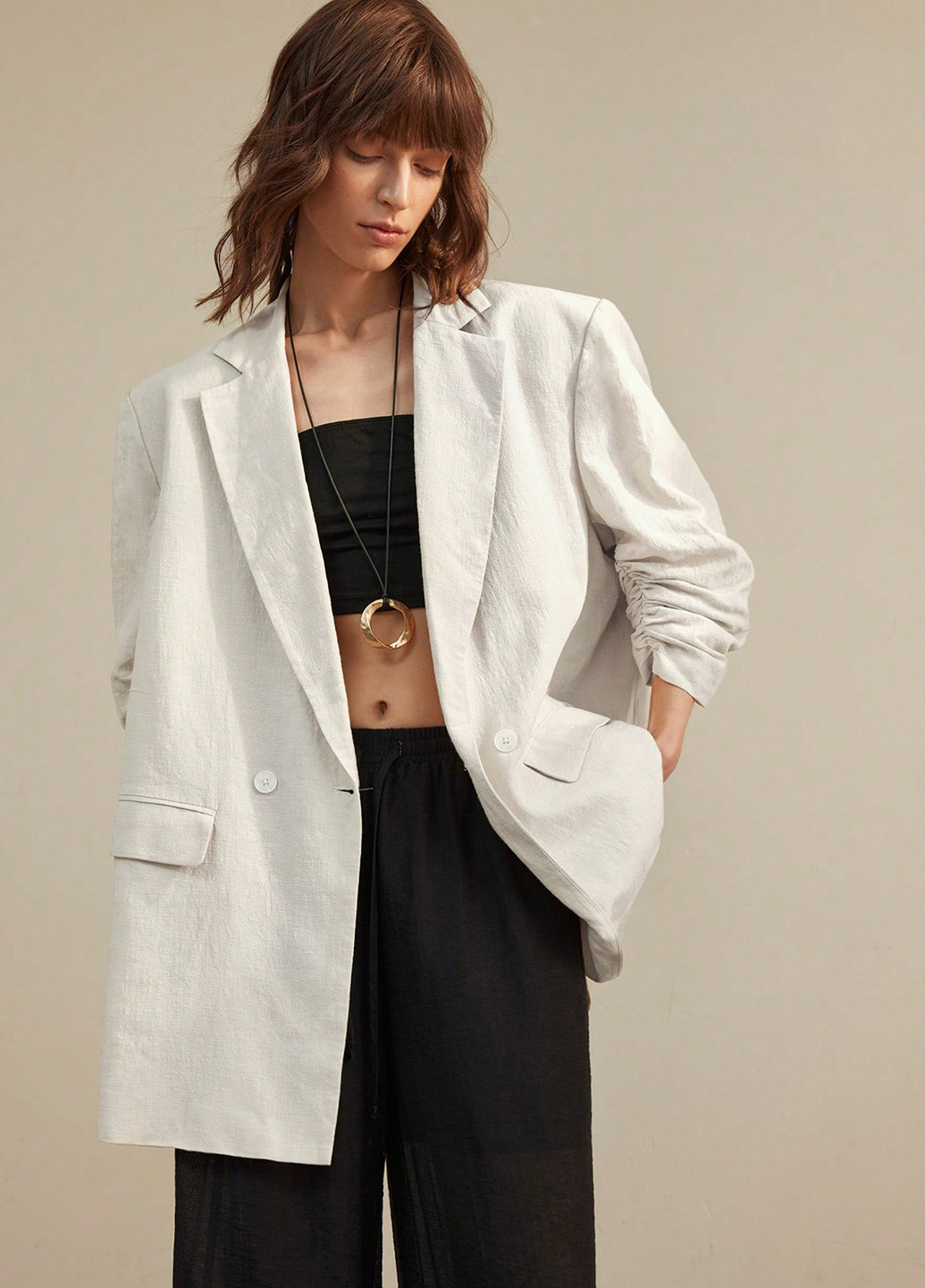 Белый женский жакет SHEIN однотонный - демисезонный