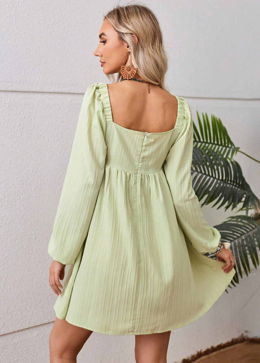 Мятное кэжуал платье SHEIN однотонное