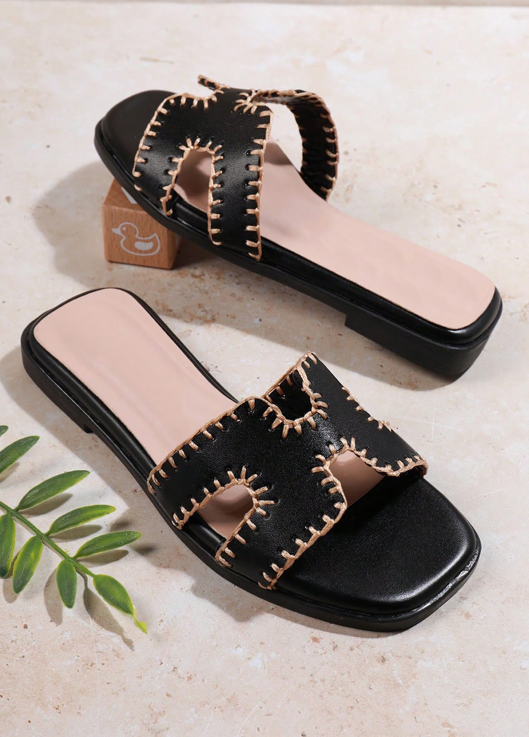 Черные кэжуал шлепанцы SHEIN