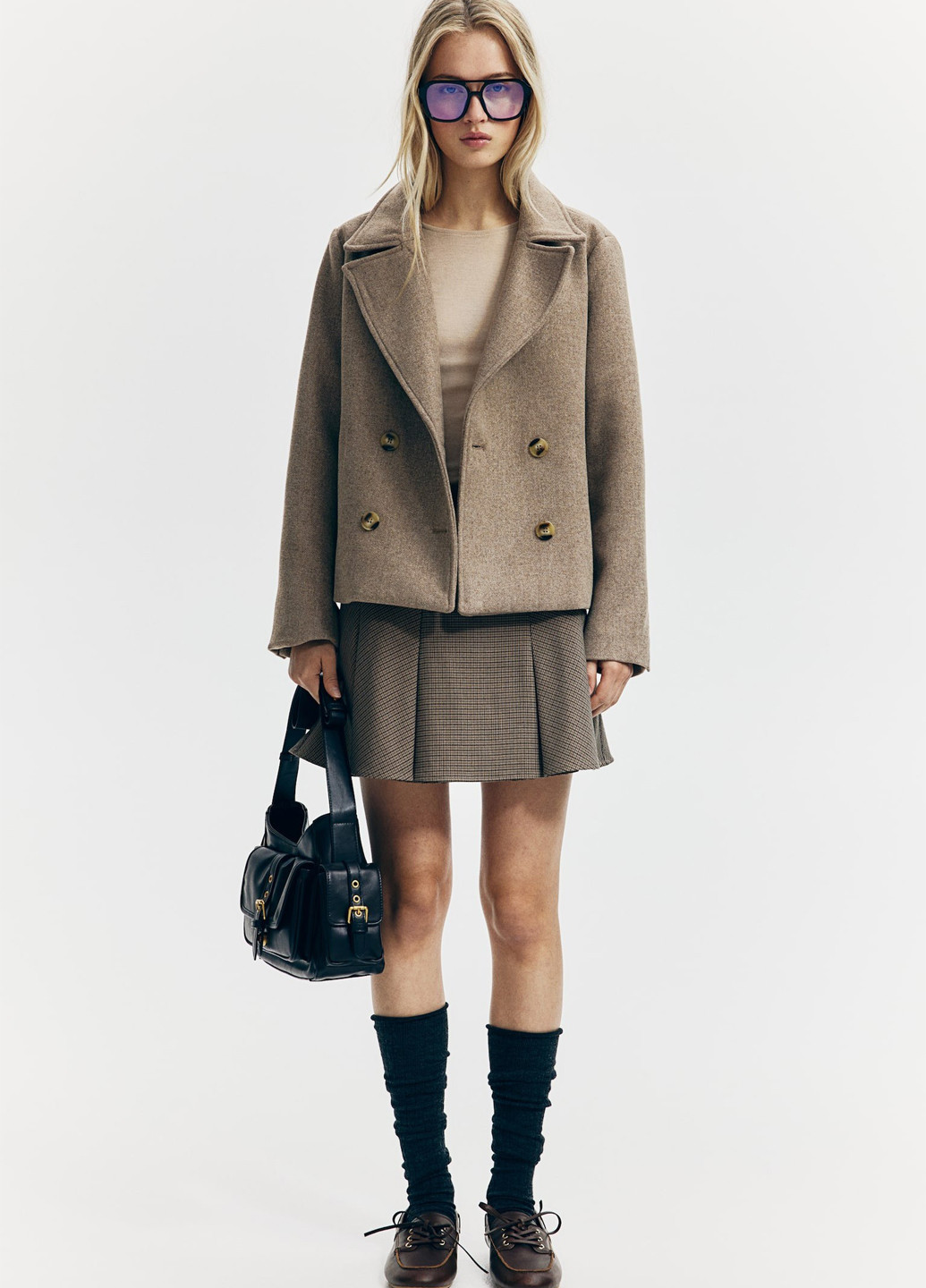 Світло-бежеве демісезонне Пальто двобортне H&M