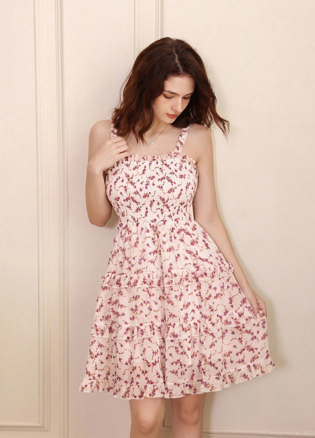 Білий кежуал сукня а-силует SHEIN з квітковим принтом