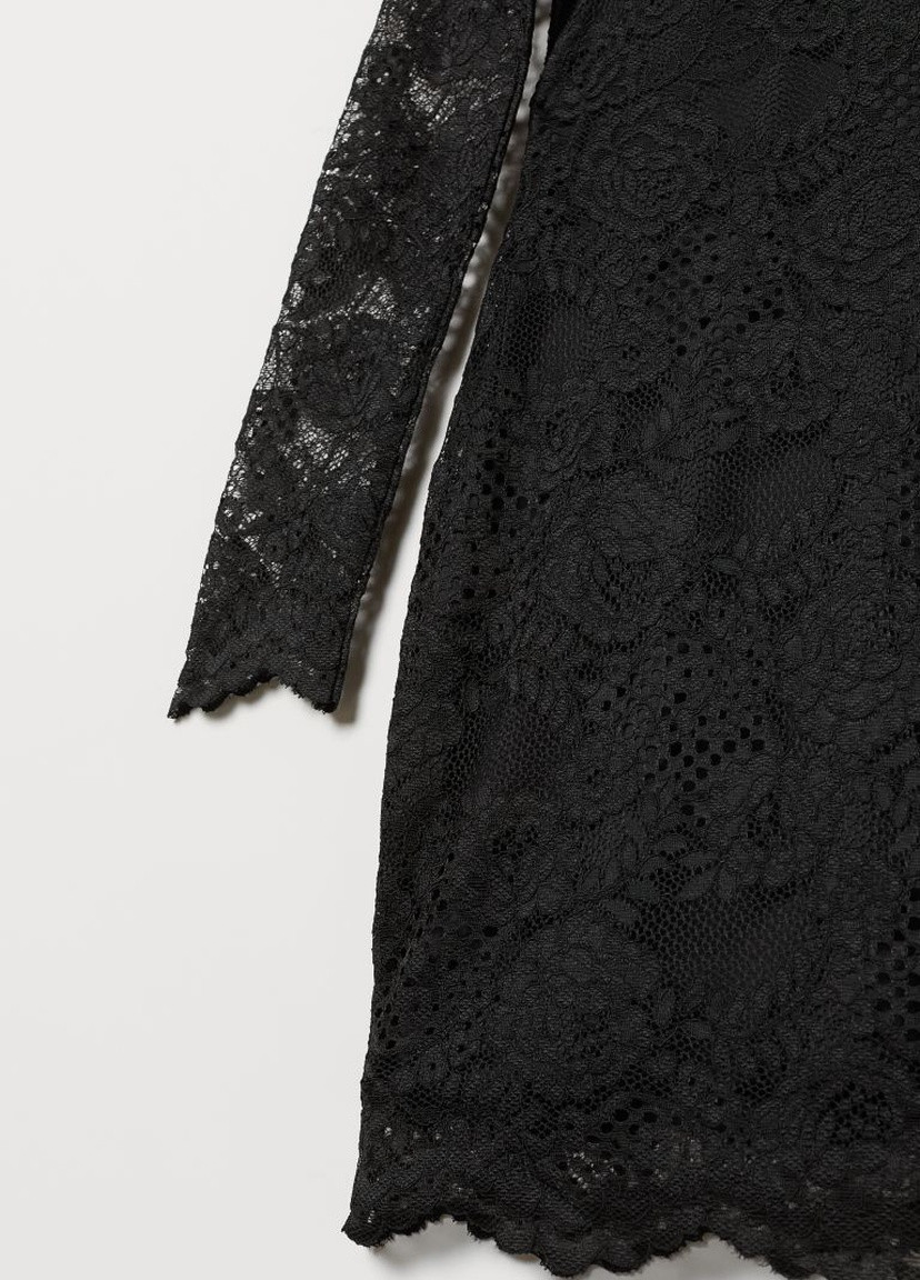 Чорна кежуал сукня з мережива H&M однотонна