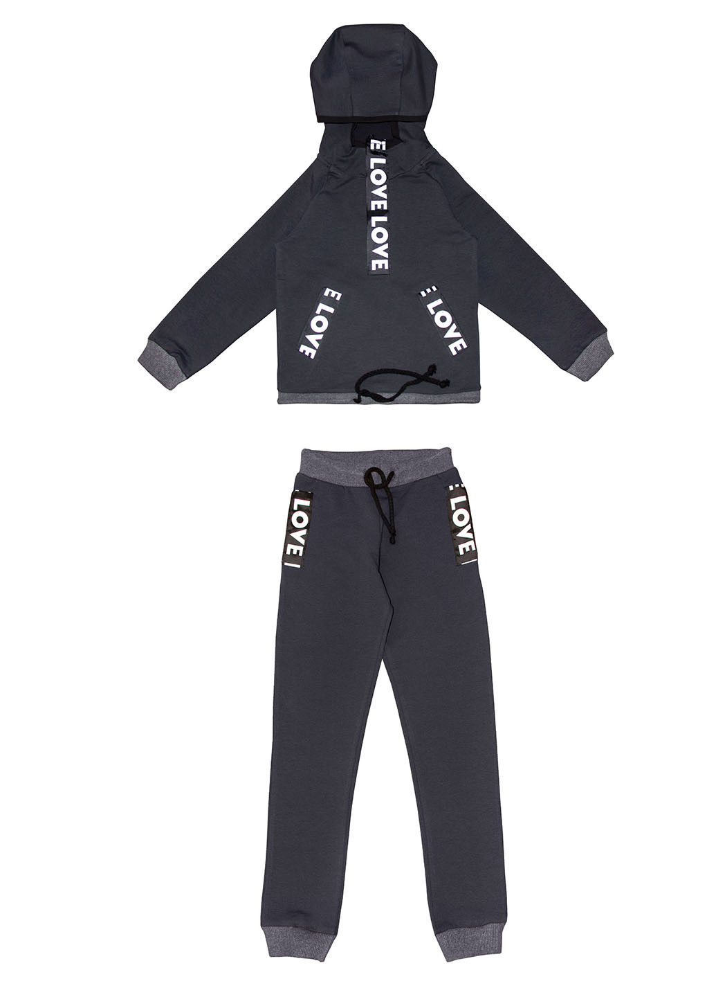 Темно-серый демисезонный костюм (худи, брюки) брючный Kids Couture