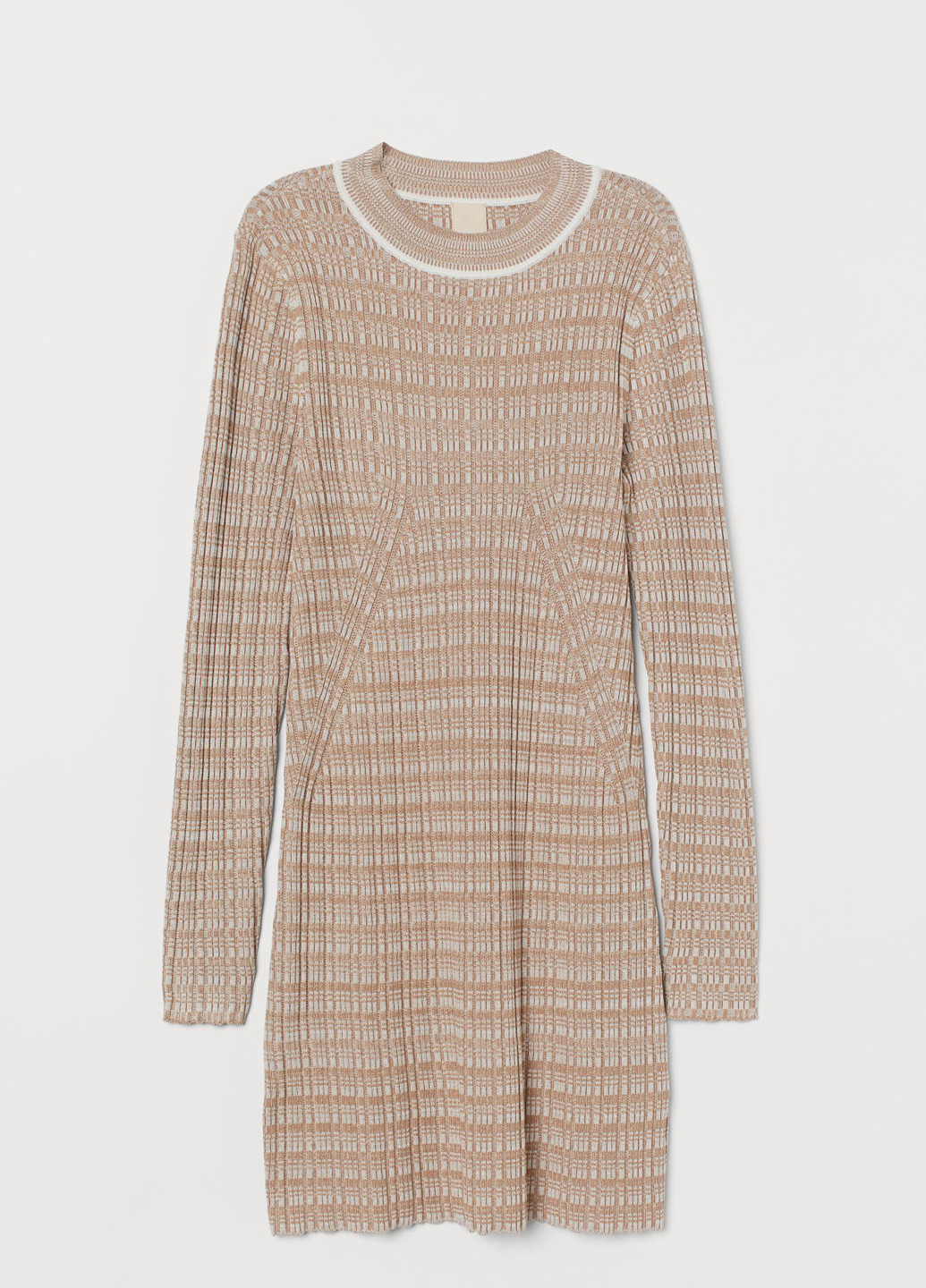 Бежевое кэжуал платье платье-свитер H&M с абстрактным узором