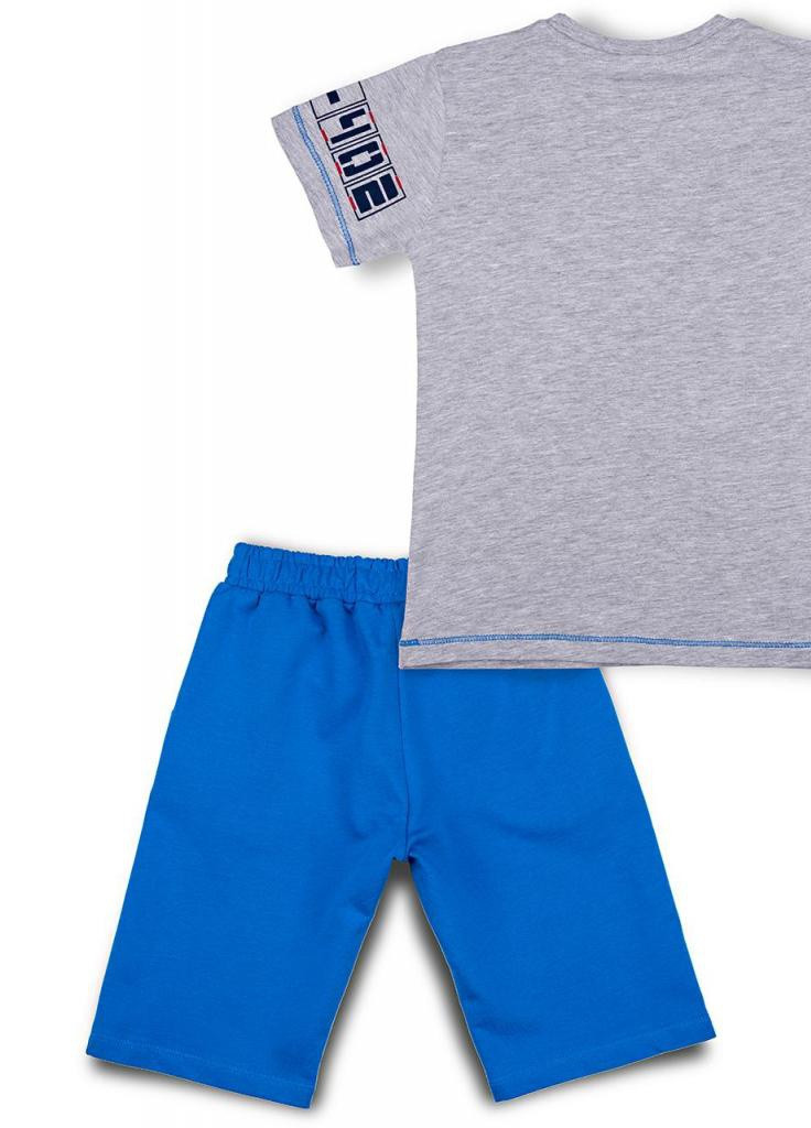 Синий летний костюм десткий с вертолетом (10970-128b-bluegray) Breeze