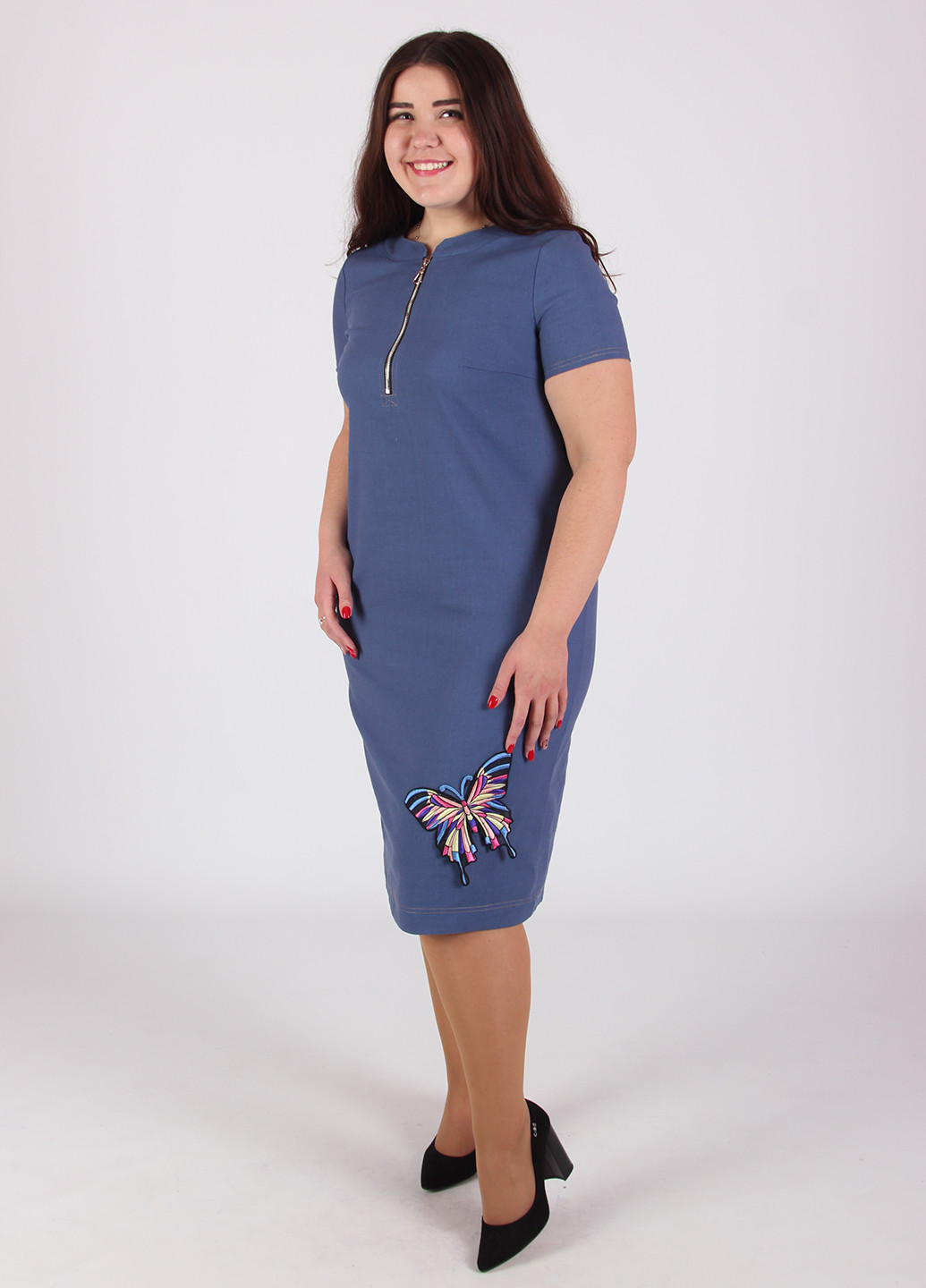 Світло-синя кежуал сукня Evastyle з малюнком