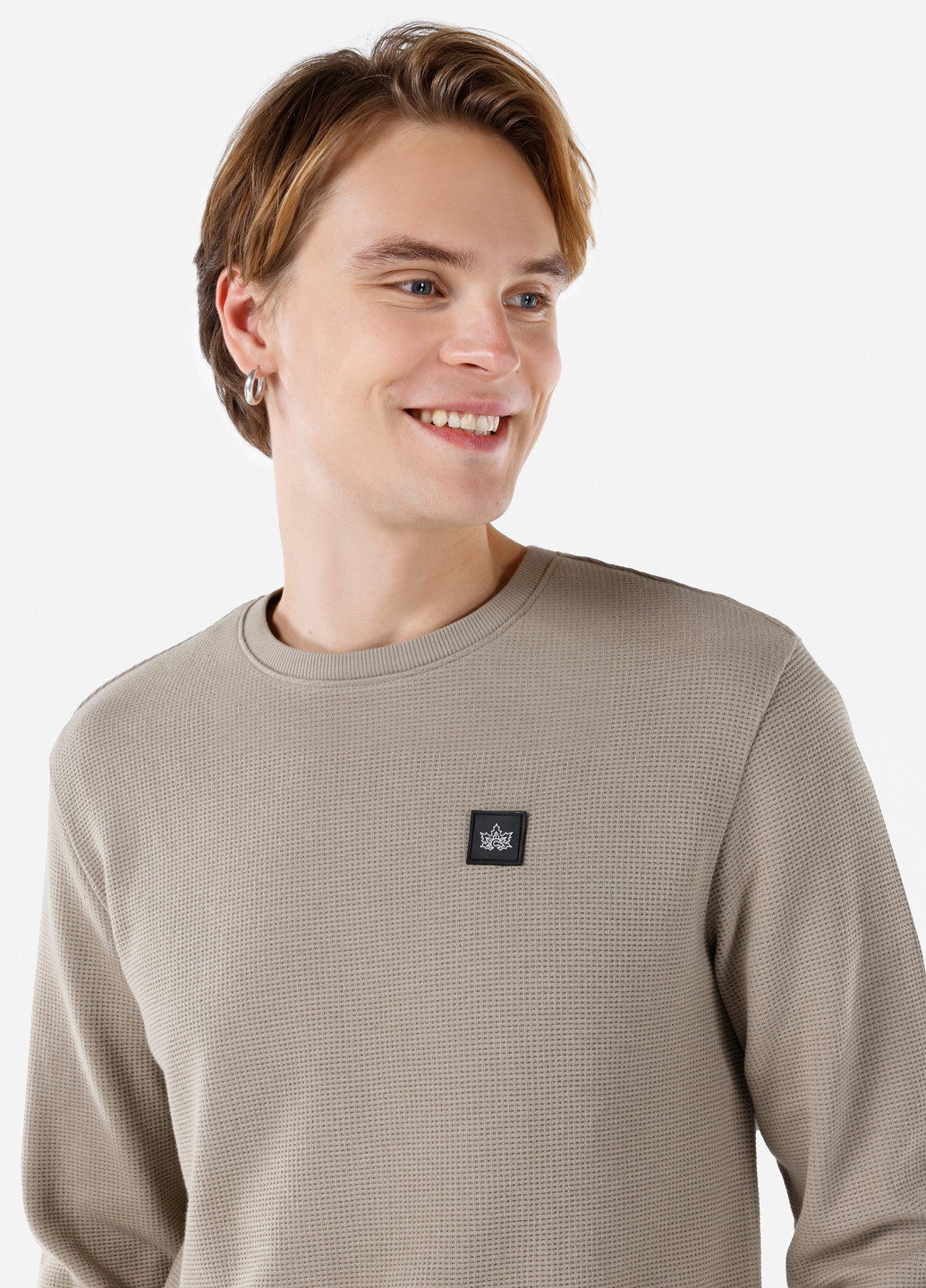 Сіро-бежевий світшот Colin's однотонний нашивки (284189334)