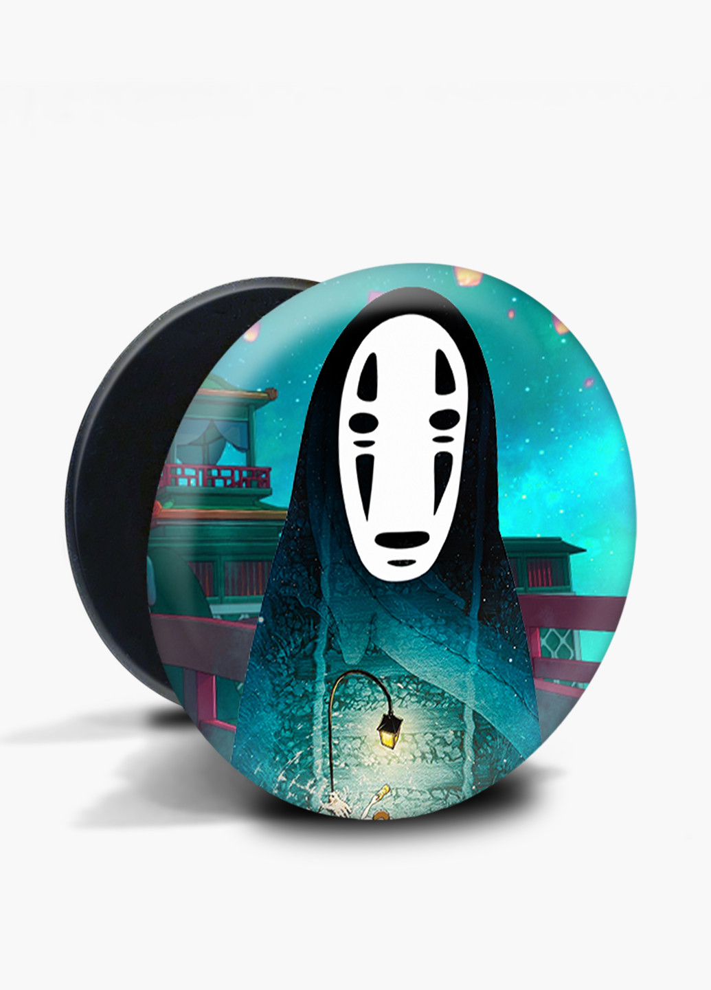 Попсокет (Popsockets) держатель для смартфона Безликий Бог Каонаси Унесённые призраками (Spirited Away) (8754-2831) Черный MobiPrint (221548561)