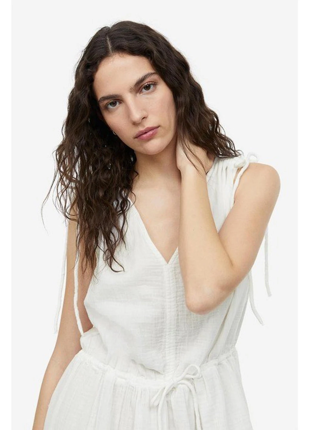 Молочное кэжуал платье H&M однотонное