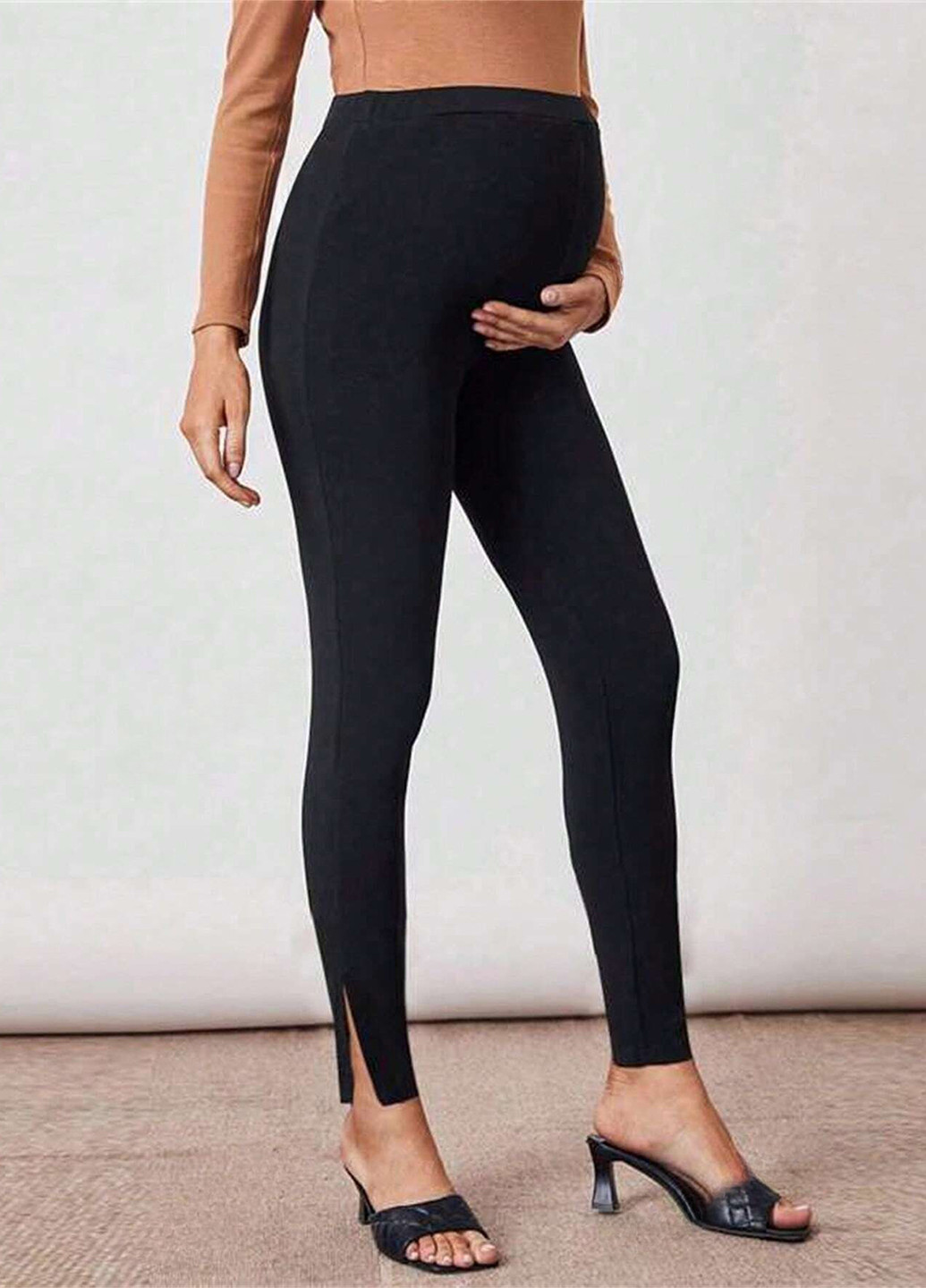 Черные демисезонные леггинсы для беременных SHEIN