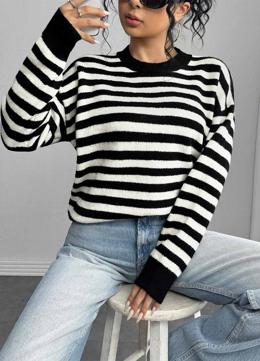 Чорно-білий демісезонний джемпер джемпер SHEIN