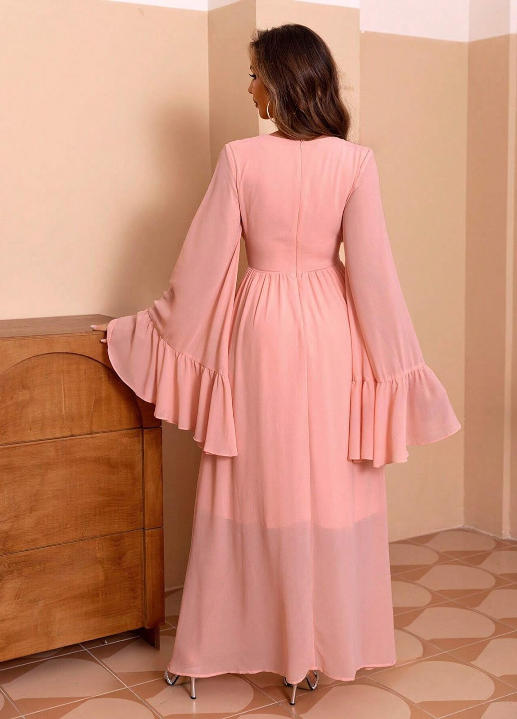 Світло-рожева святковий, вечірня сукня кльош SHEIN однотонна