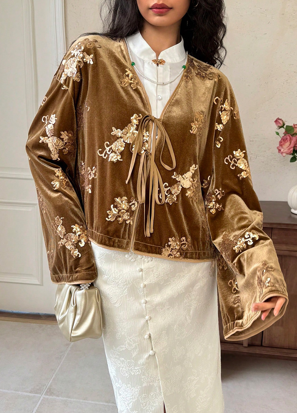 Коричневая блуза SHEIN