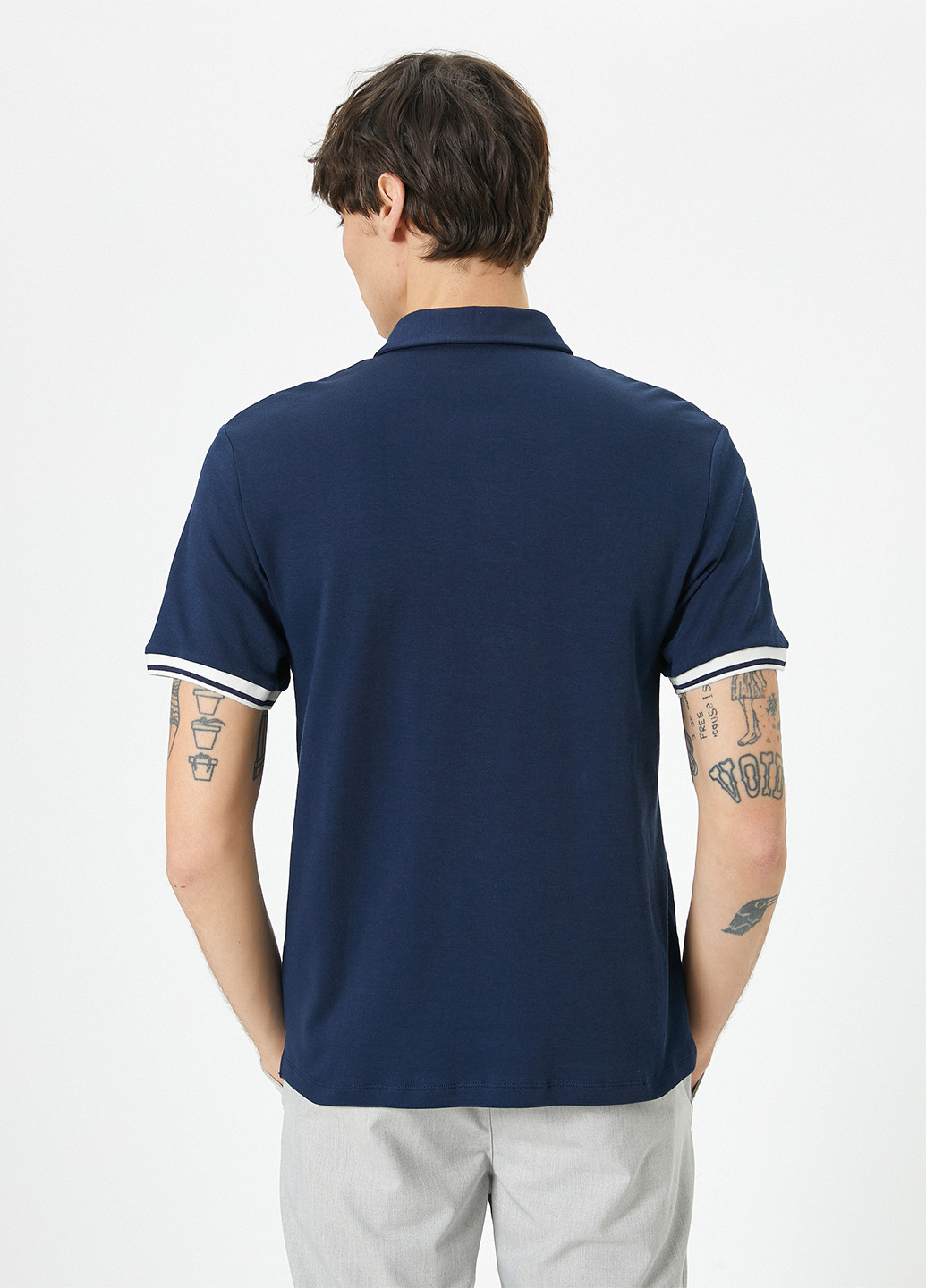 Индиго футболка-поло для мужчин KOTON однотонная