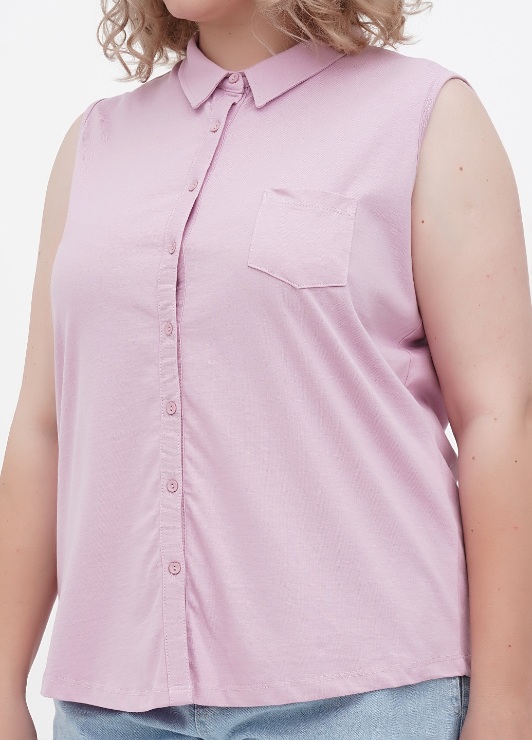 Светло-лиловая кэжуал рубашка однотонная Collection L